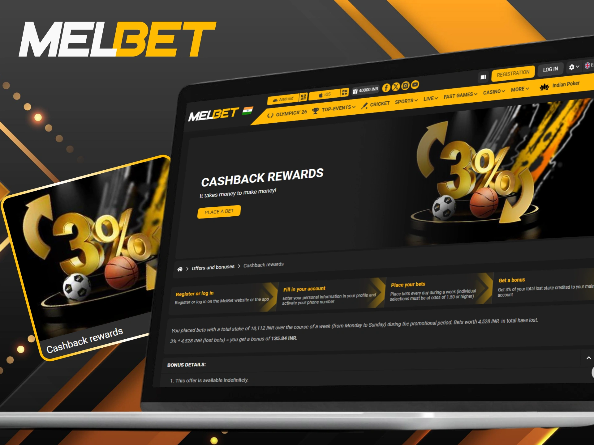 Earn valuable cashback rewards within the bonuses for sports betting section at Melbet.