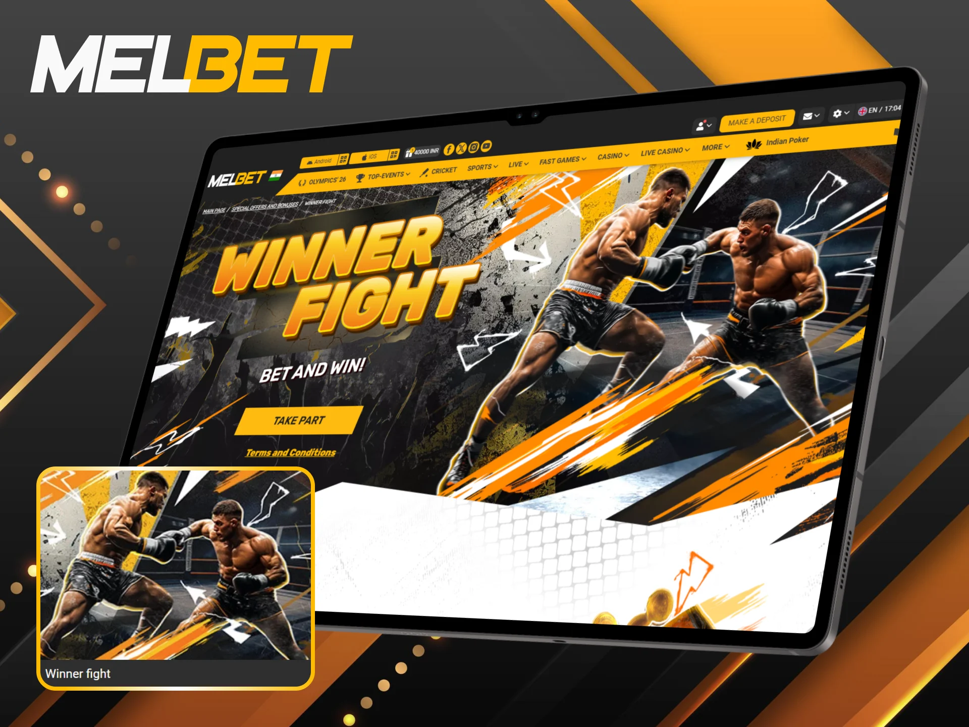 Participate in the winner fight promotion for Melbet boxing fans.