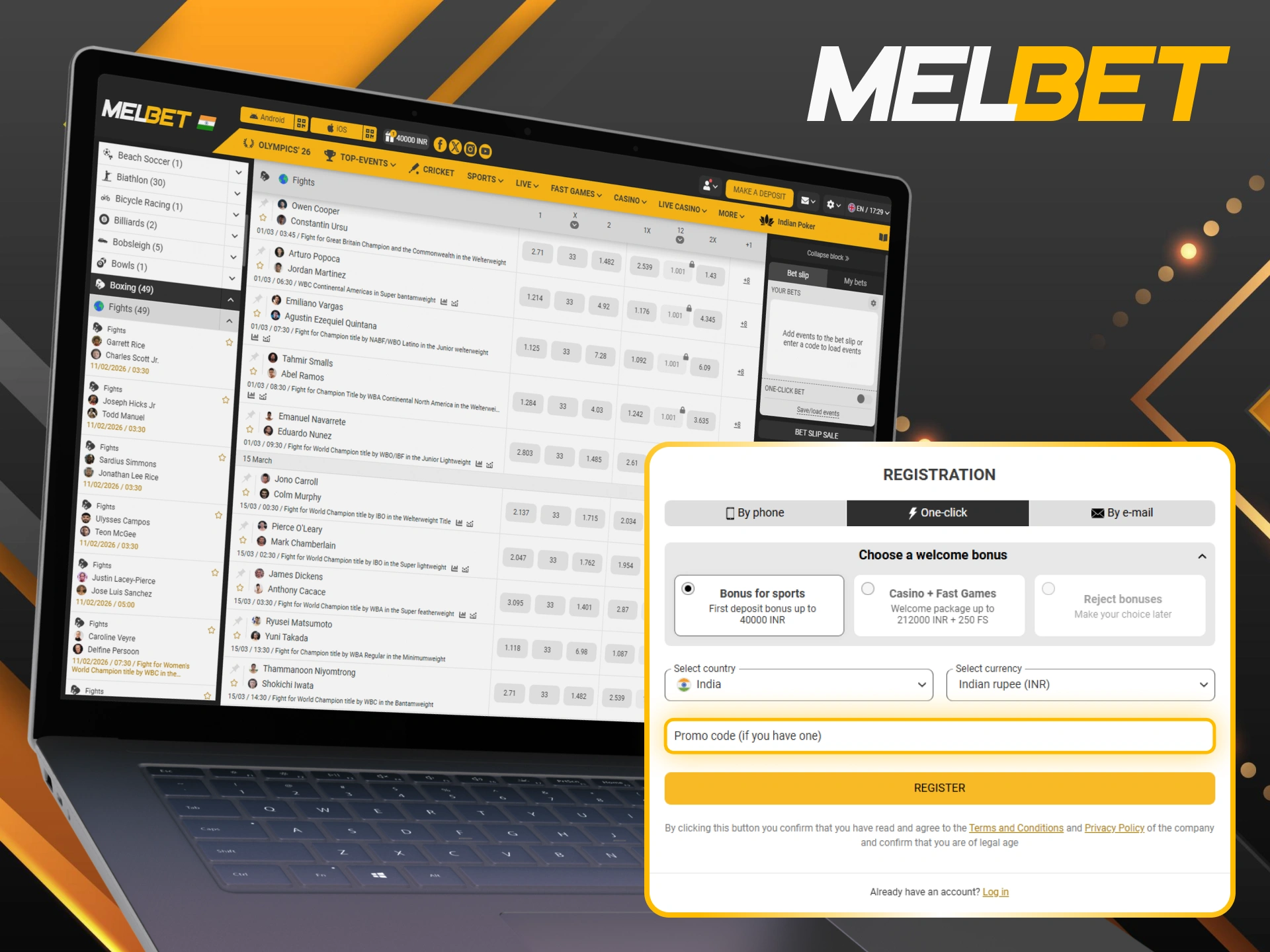 Activate the promo code for boxing to unlock exclusive Melbet rewards.