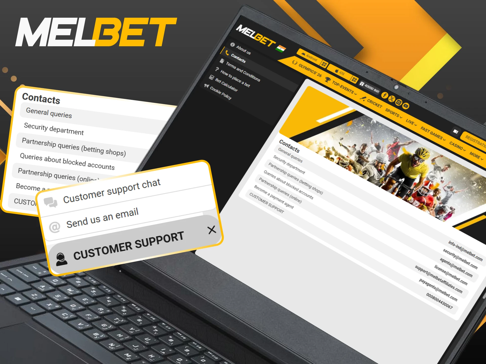 Use the official contact information to get in touch with the Melbet support team.