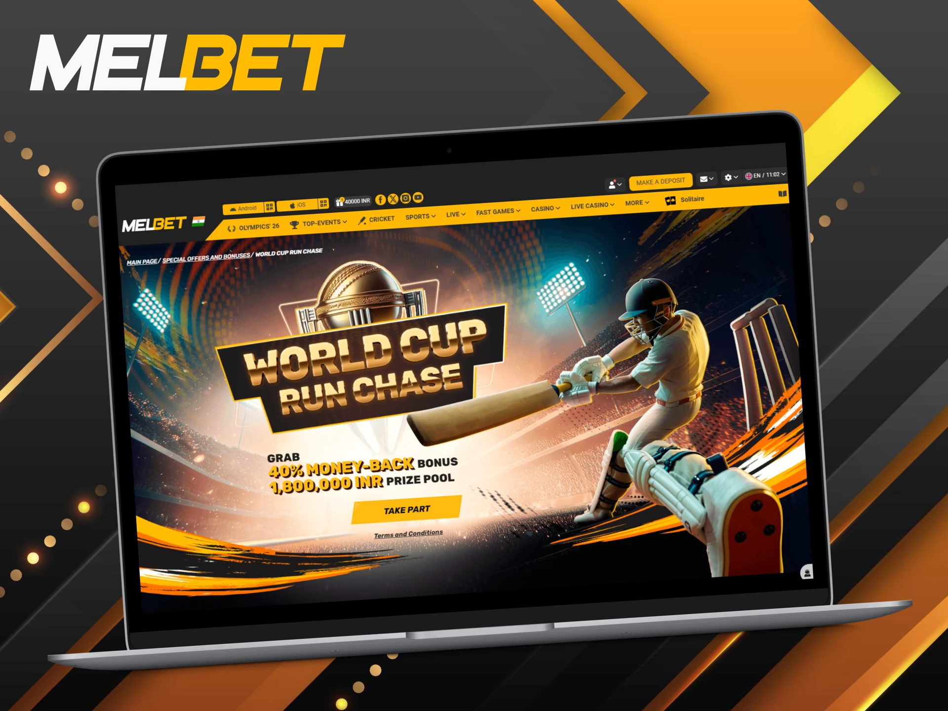 Join the world cup run chase to win big on cricket at Melbet.