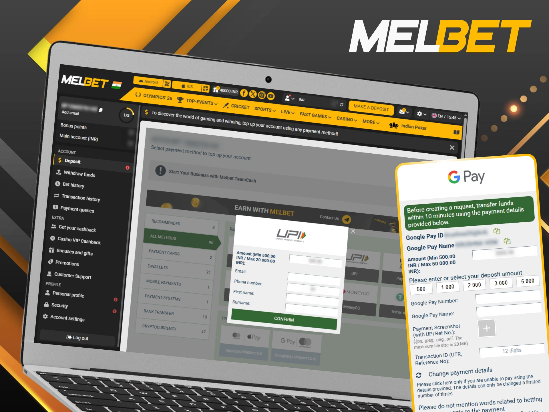Check the official guide to see if are there deposit fees on Melbet for Indian players.