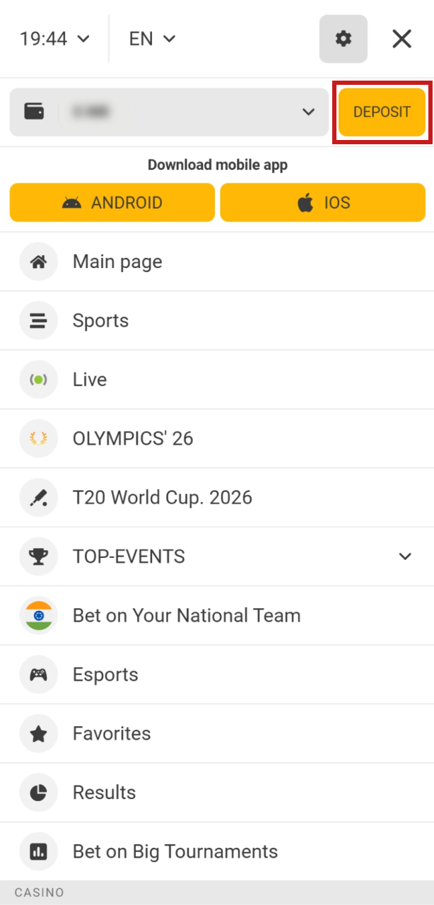 Click the Make a Deposit button in your Melbet menu to view all available Indian payment systems.