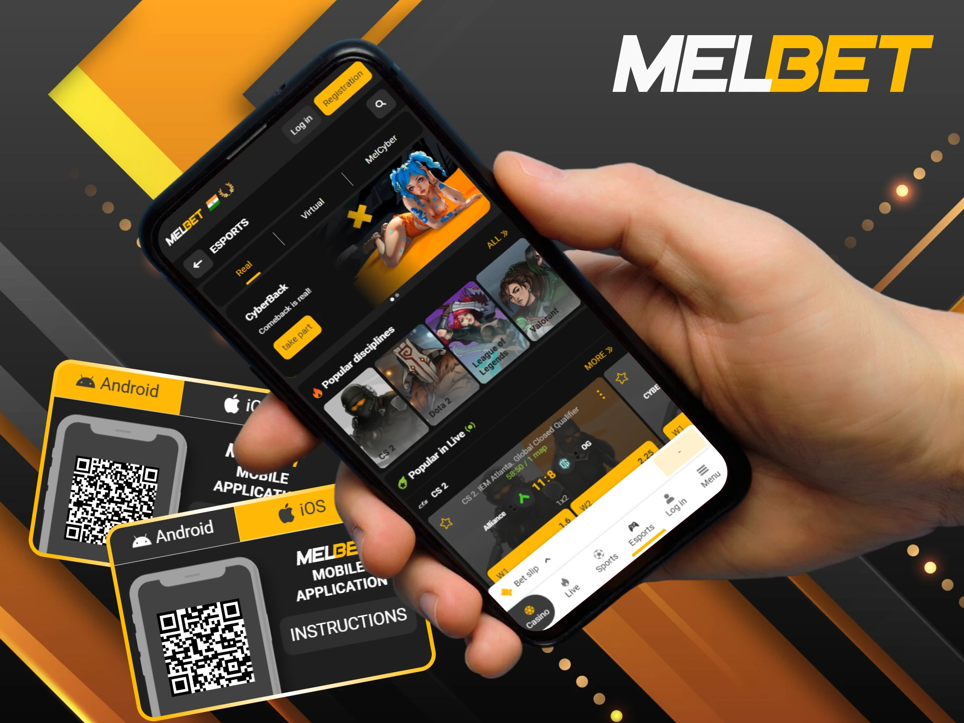 Enjoy fast cybersport betting via the app on Melbet.