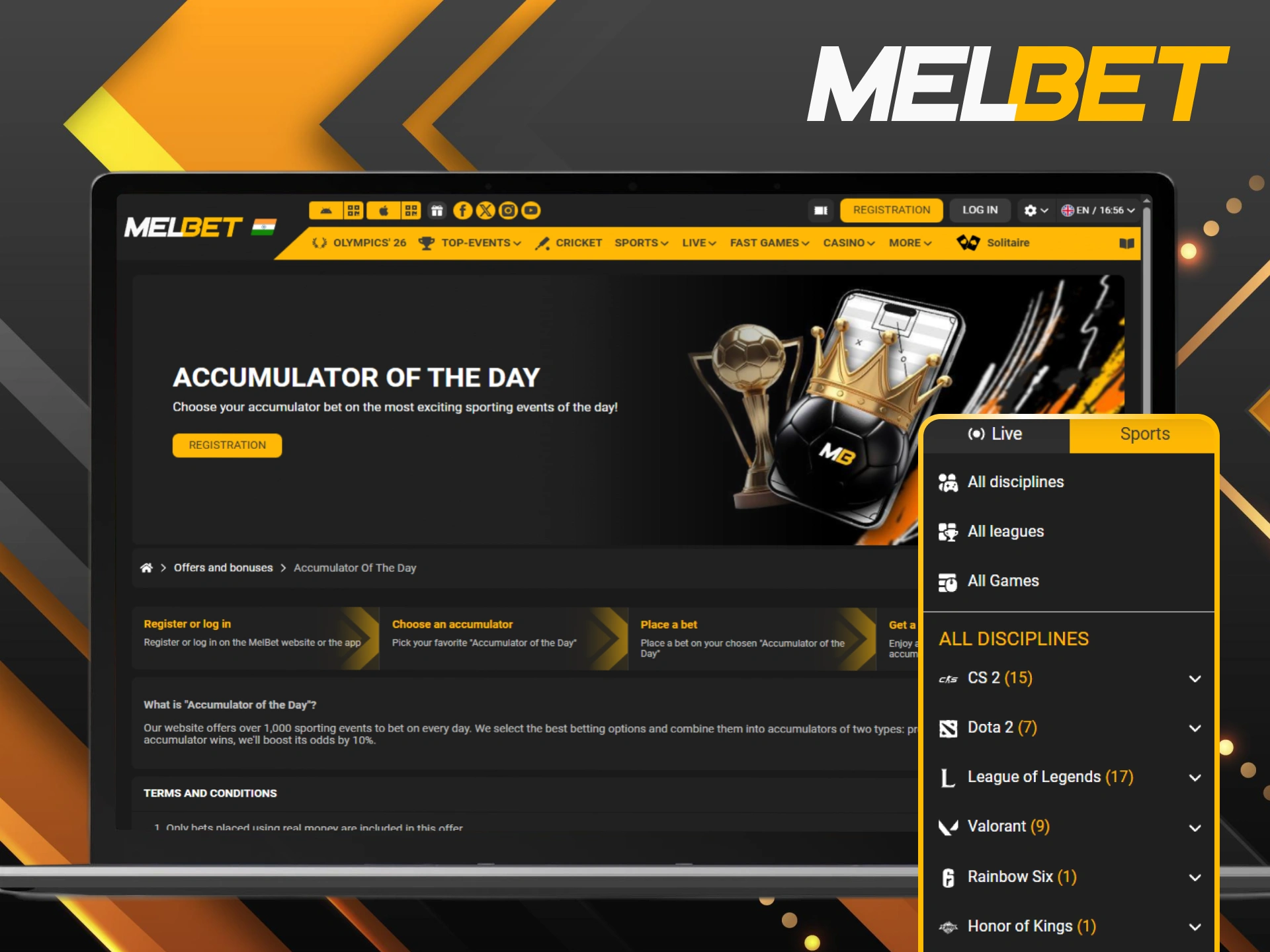 Boost your eSports winnings with the accumulator of the day at Melbet.