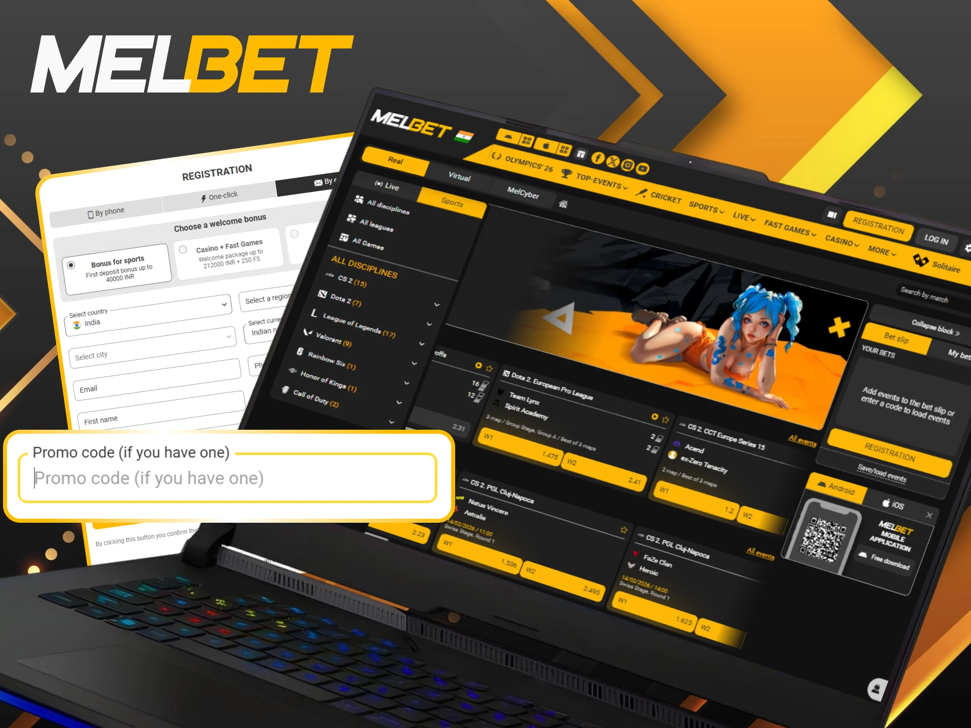 Activate the promo code to unlock unique offers at Melbet eSports.
