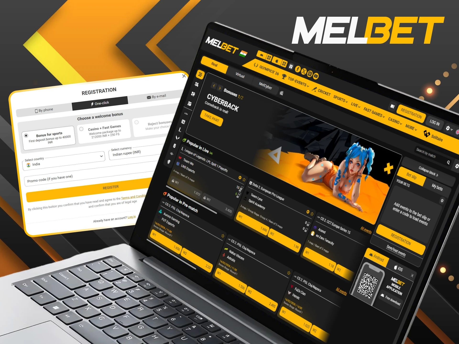 Follow the guide to register a new account in India for eSports betting.