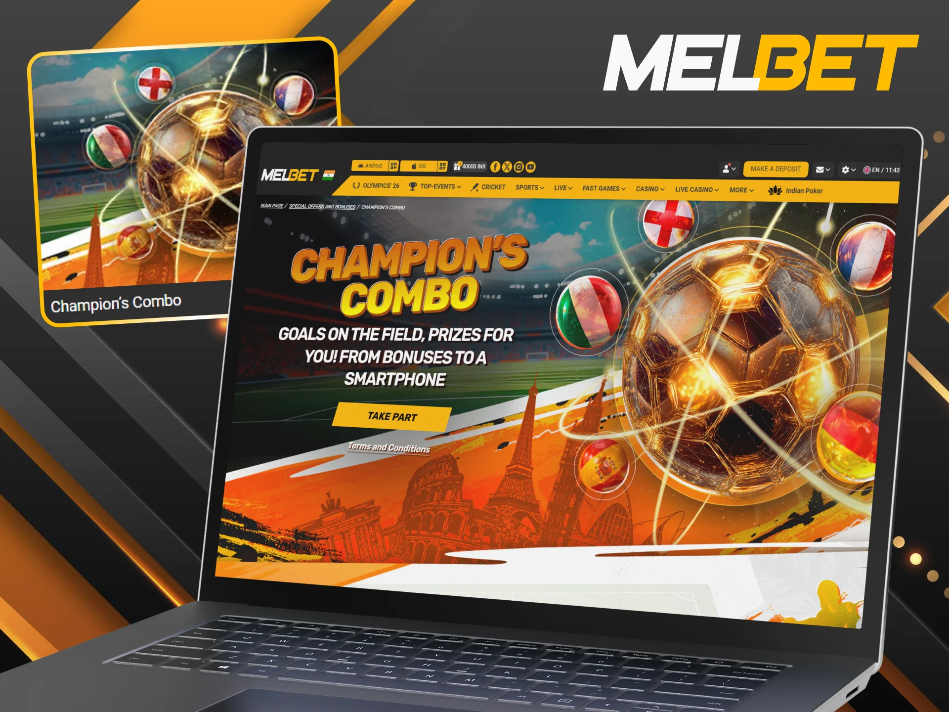 Increase your profits with the champion's combo promotion for Melbet football.