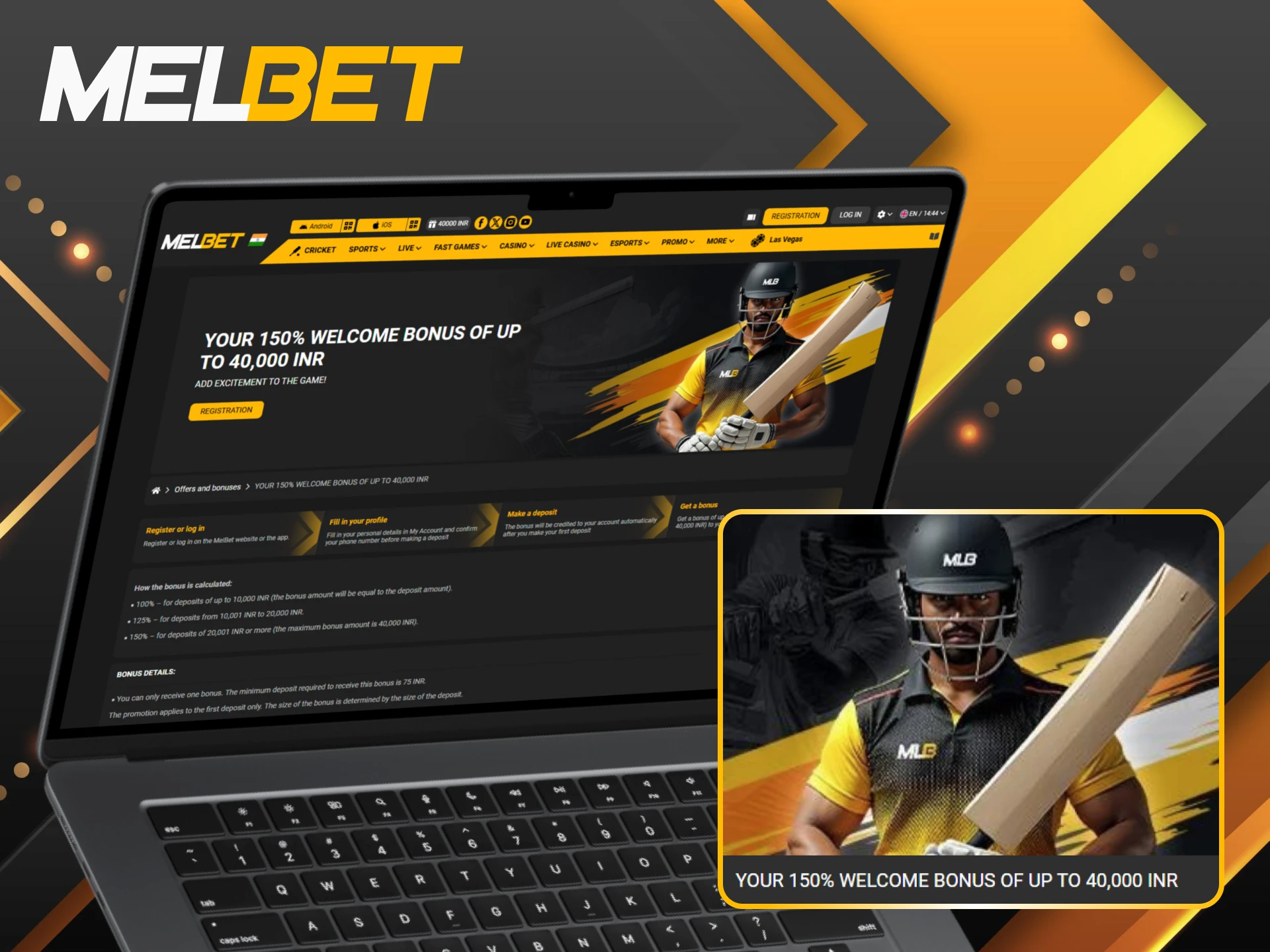 Claim a 150% sports welcome bonus for the Melbet football matches.