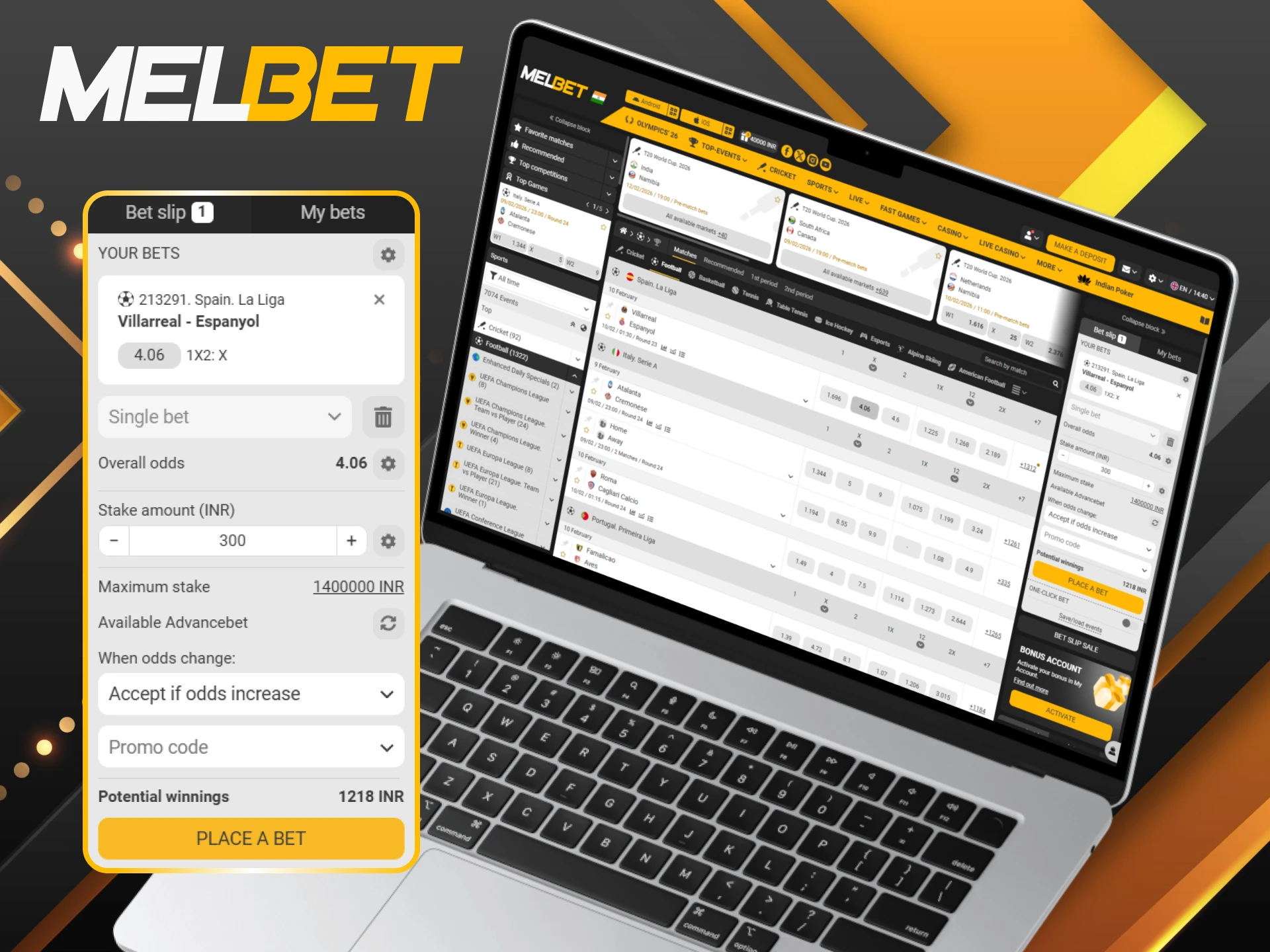 Learn how to place football bets to increase your Melbet winnings.