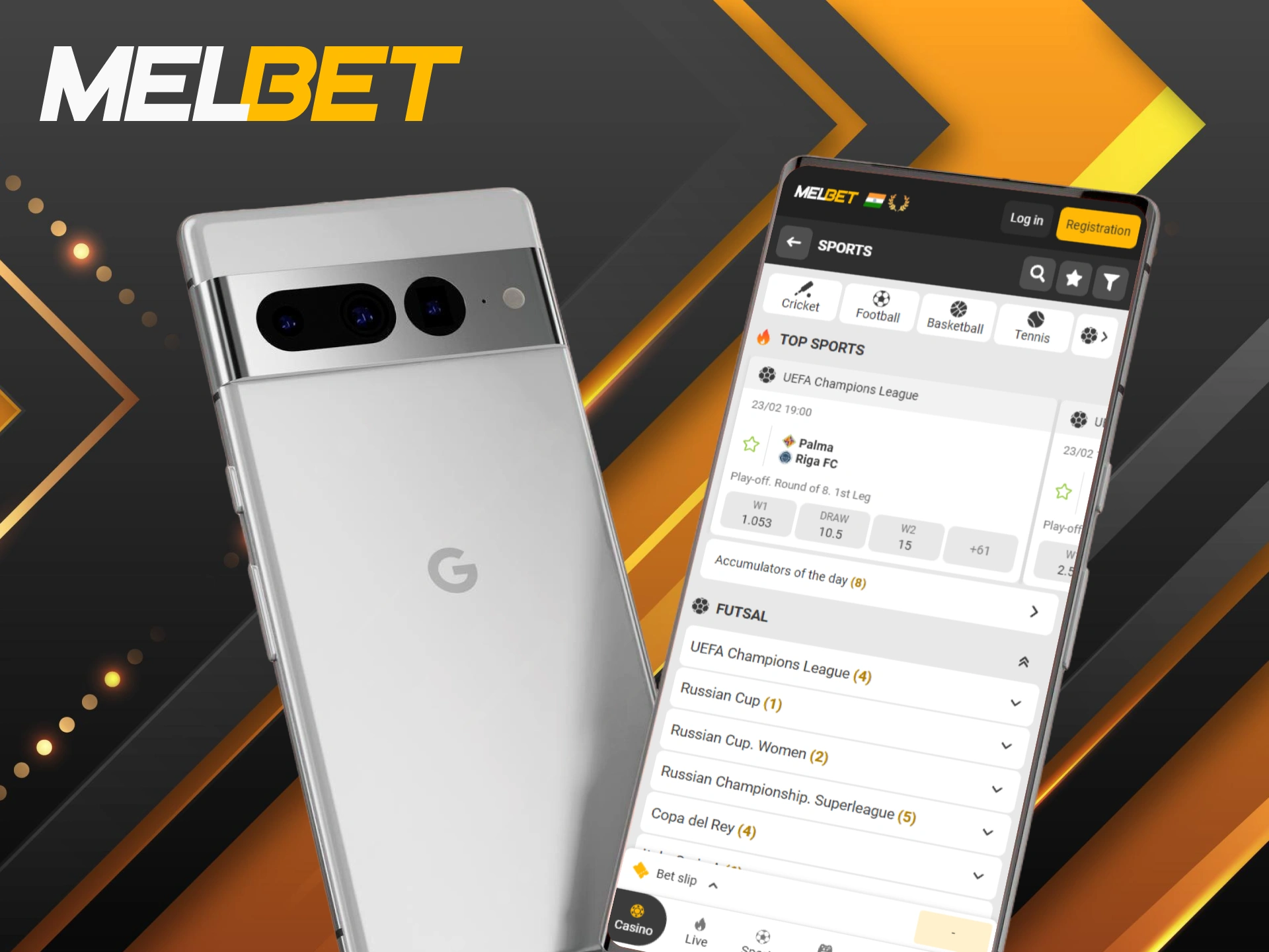 Get the Melbet Android apk to enjoy fast-paced futsal wagering.