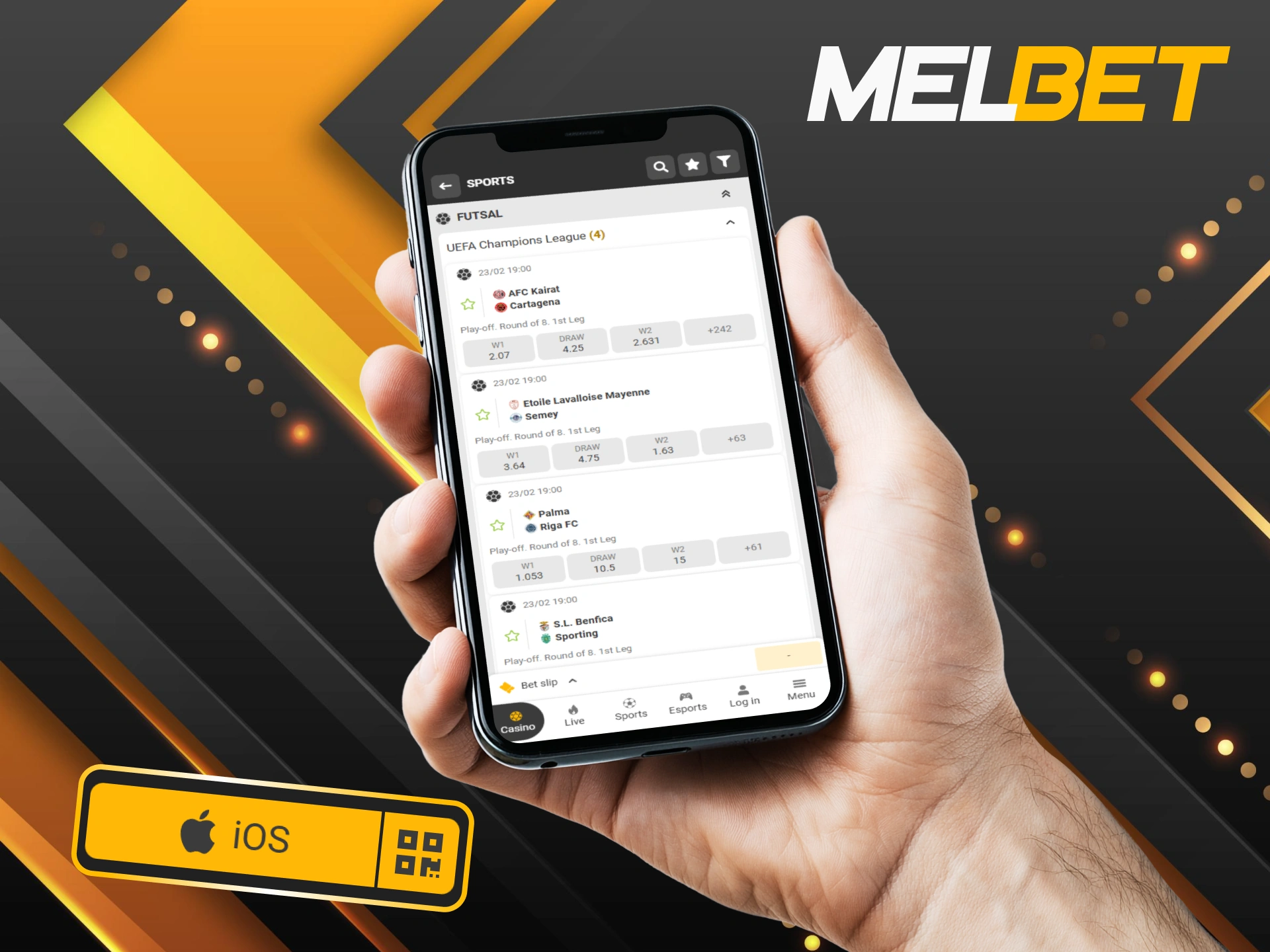 Install the iOS app to track indoor futsal matches and scores via at Melbet.