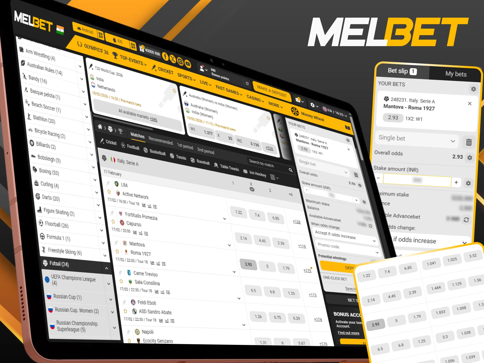 Learn how to bet on futsal at Melbet to win.