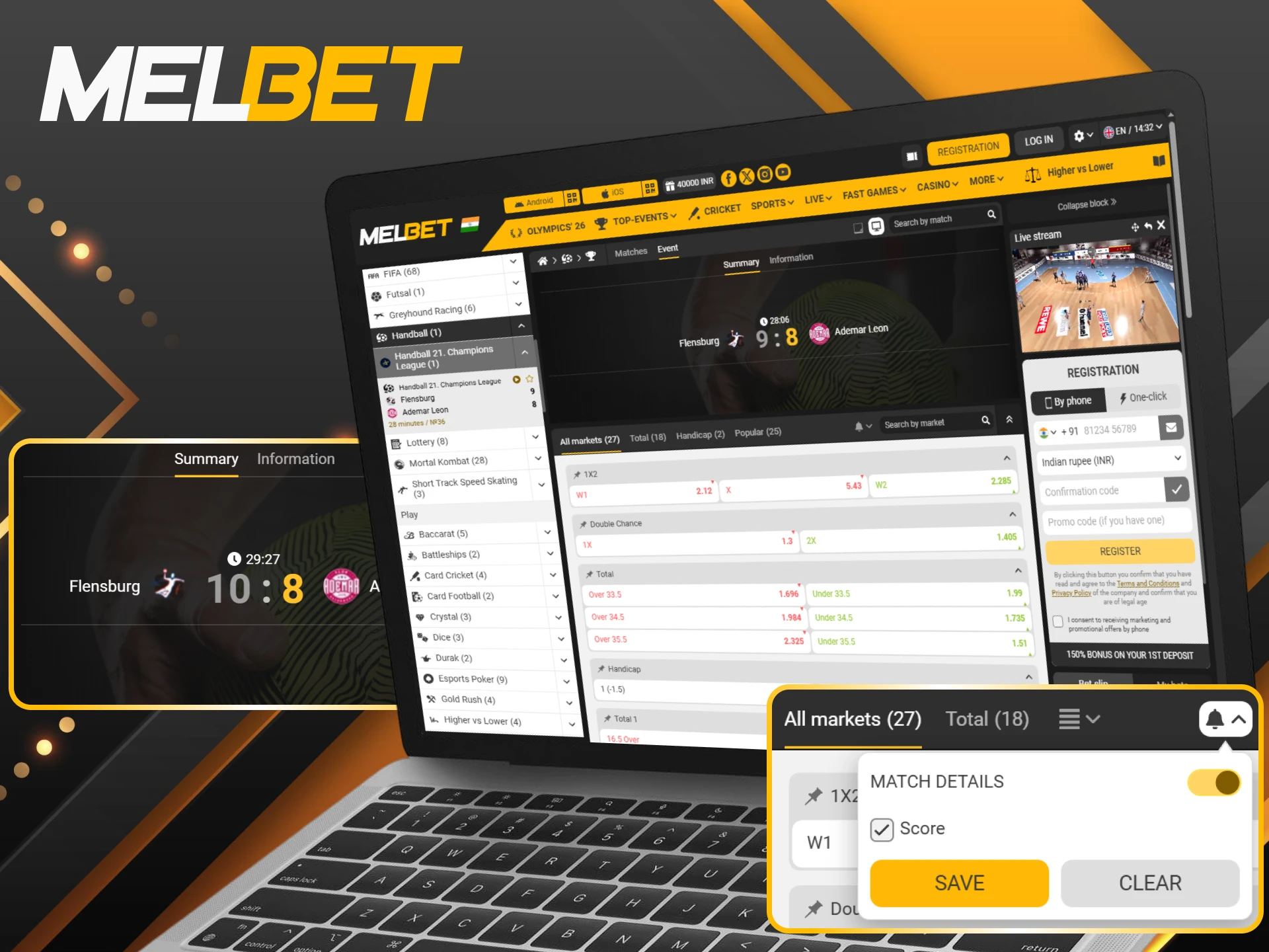 Capture the intensity of the court by placing Melbet handball live bets in real-time.