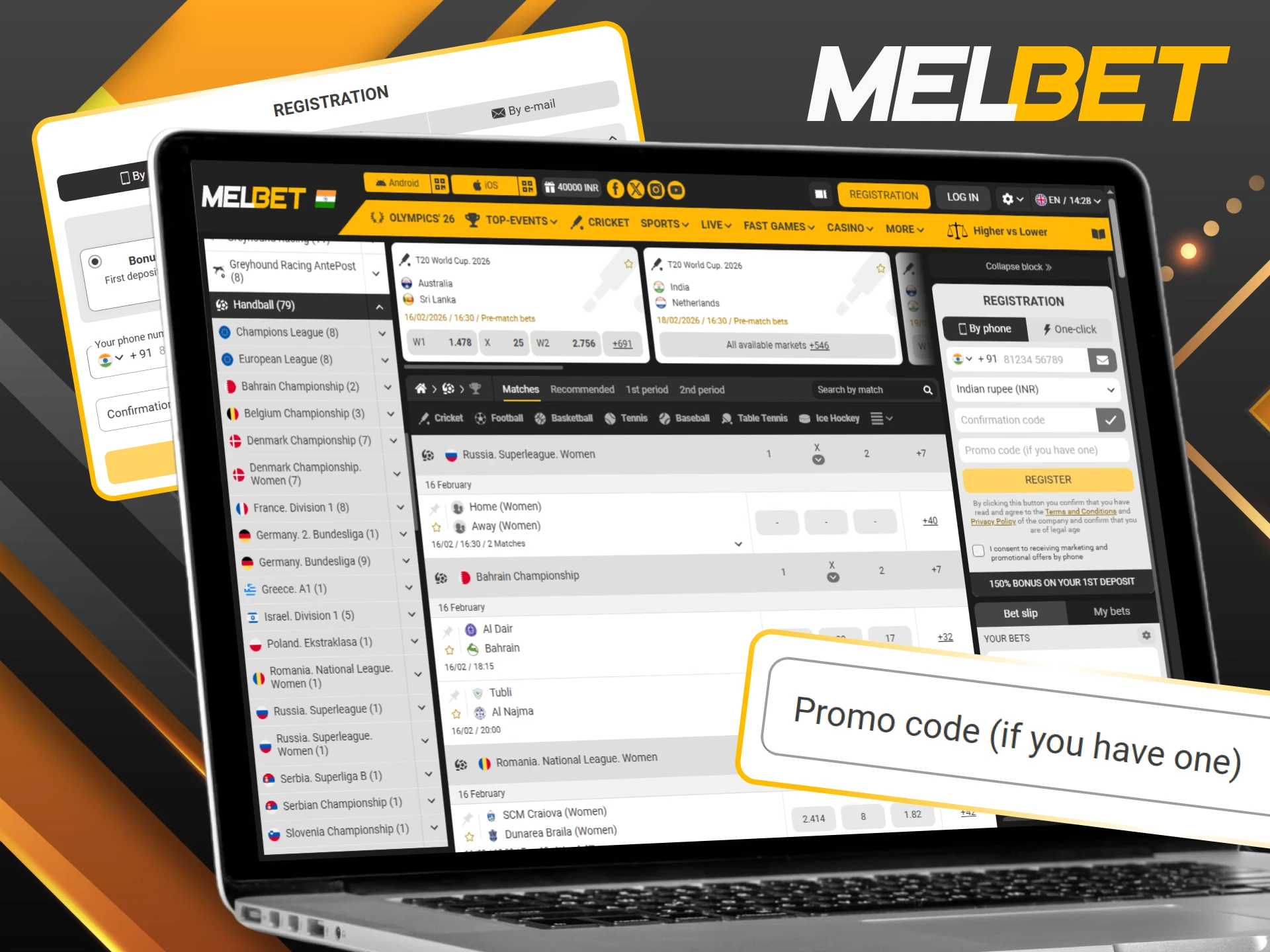 Unlock premium sports rewards by applying the official Melbet promo code for handball.