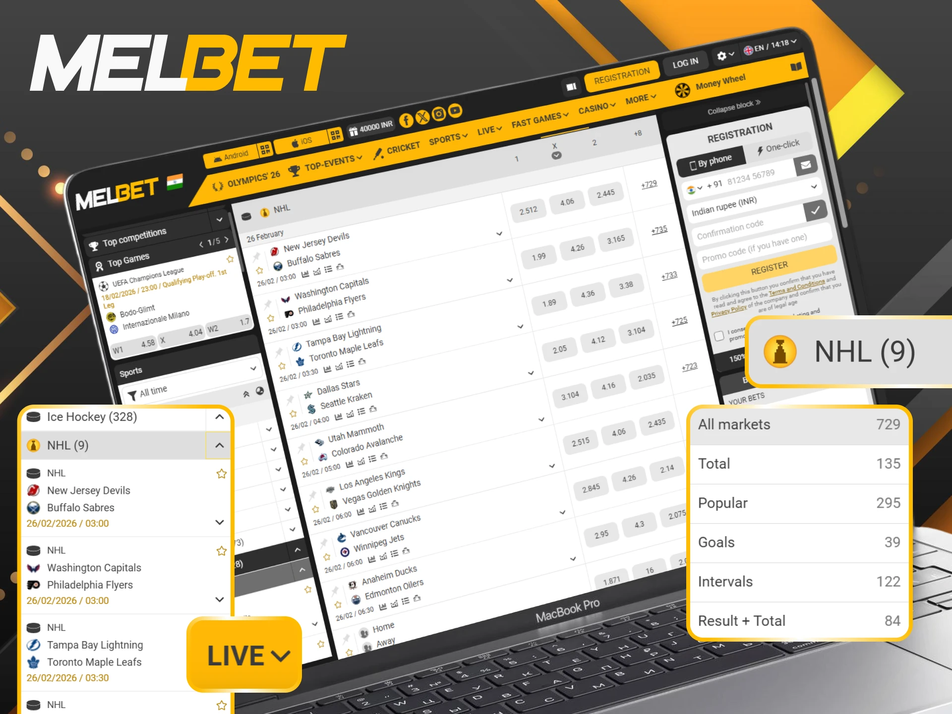 Explore the top Melbet bookmaker highlights for major ice hockey leagues and championships.