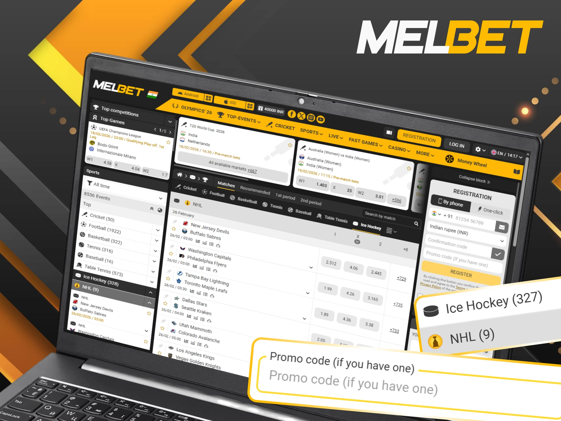 Claim Melbet promo code to unlock exclusive rewards for the upcoming ice hockey season.