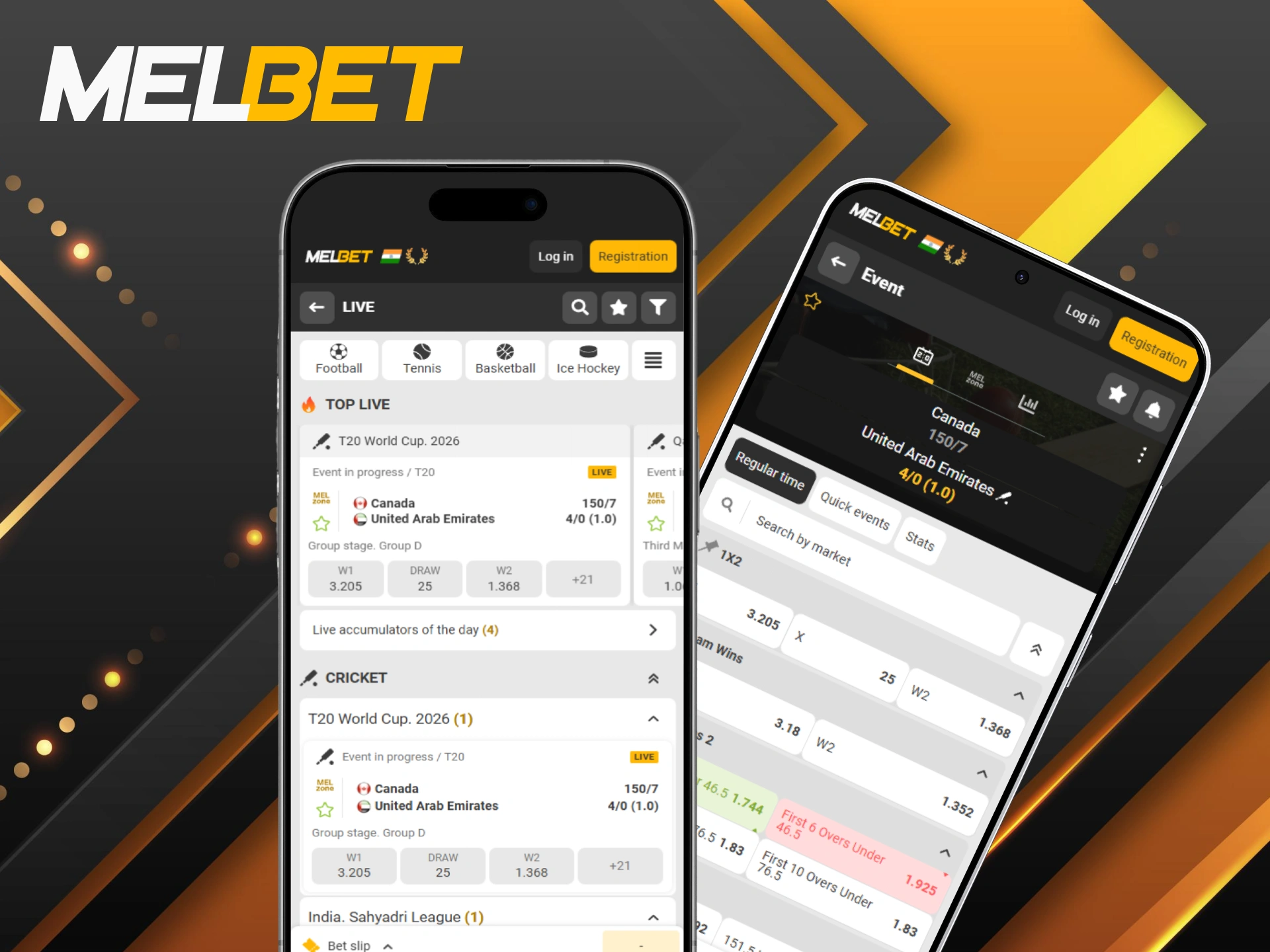 Download the Melbet app for live betting on your mobile device.