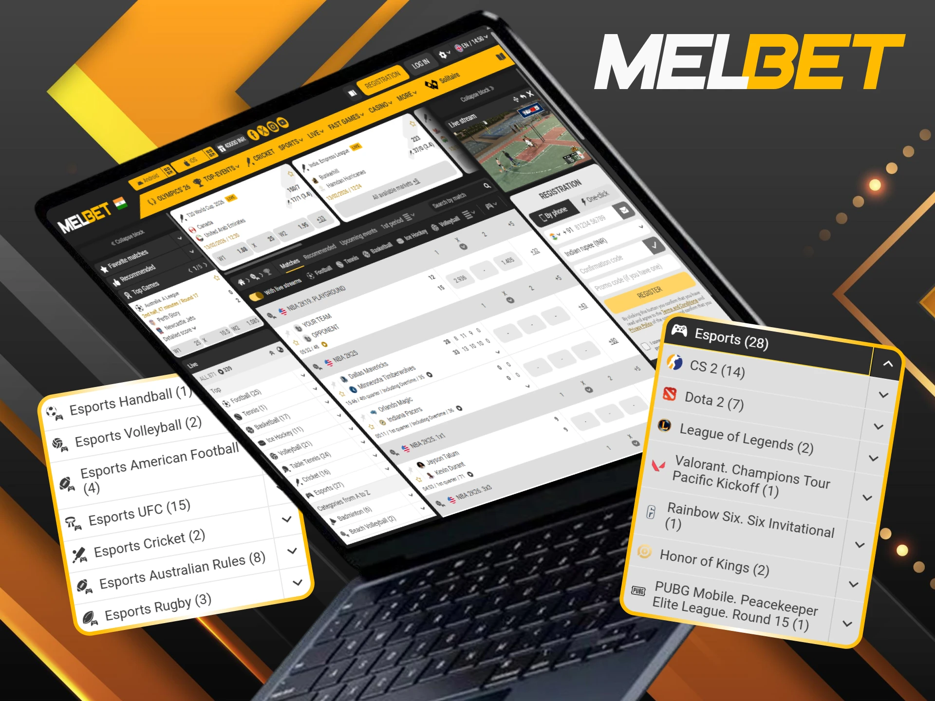 Explore real-time action in live esports betting markets at Melbet.