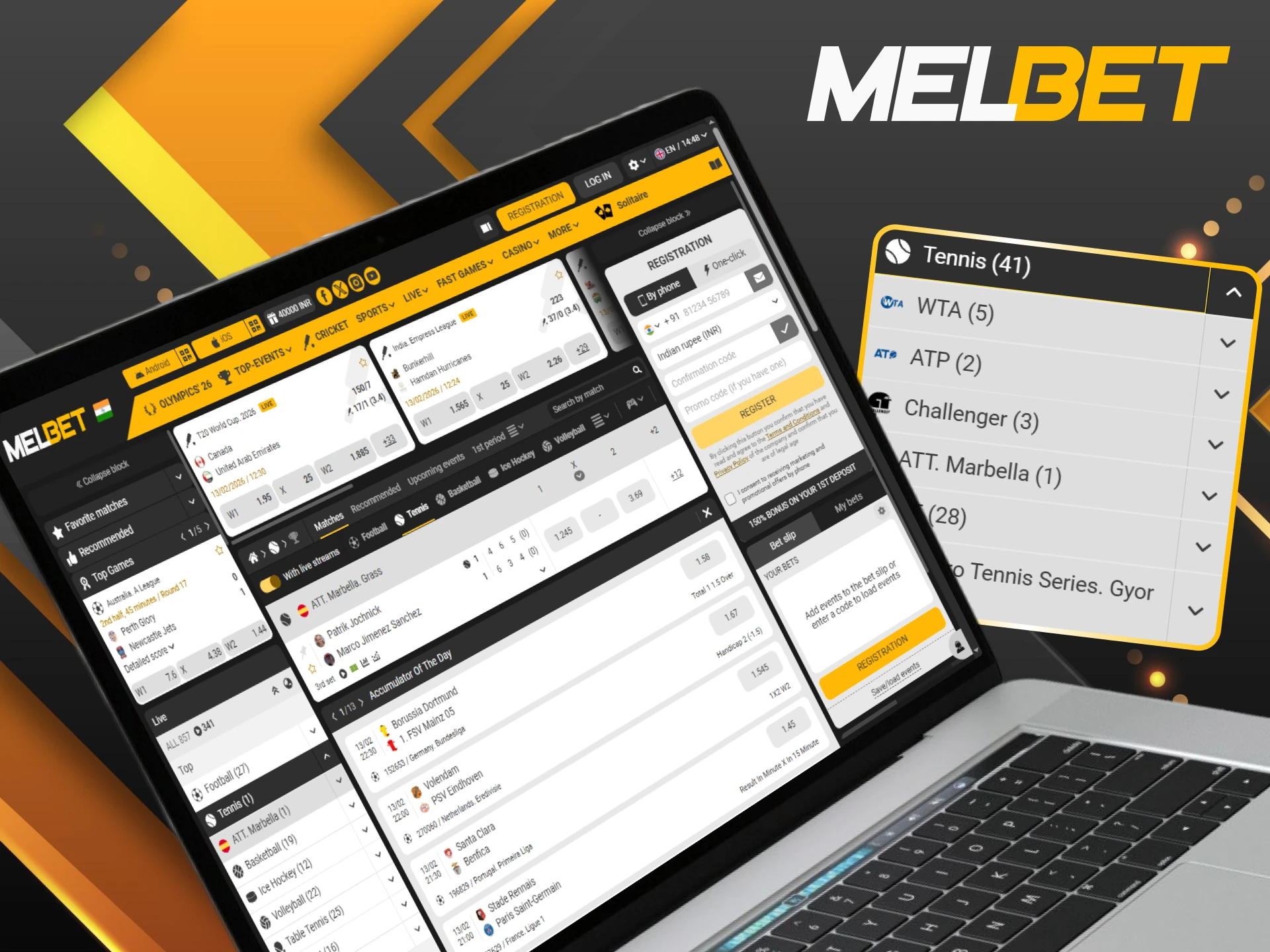 Win big with competitive live tennis betting at Melbet India.