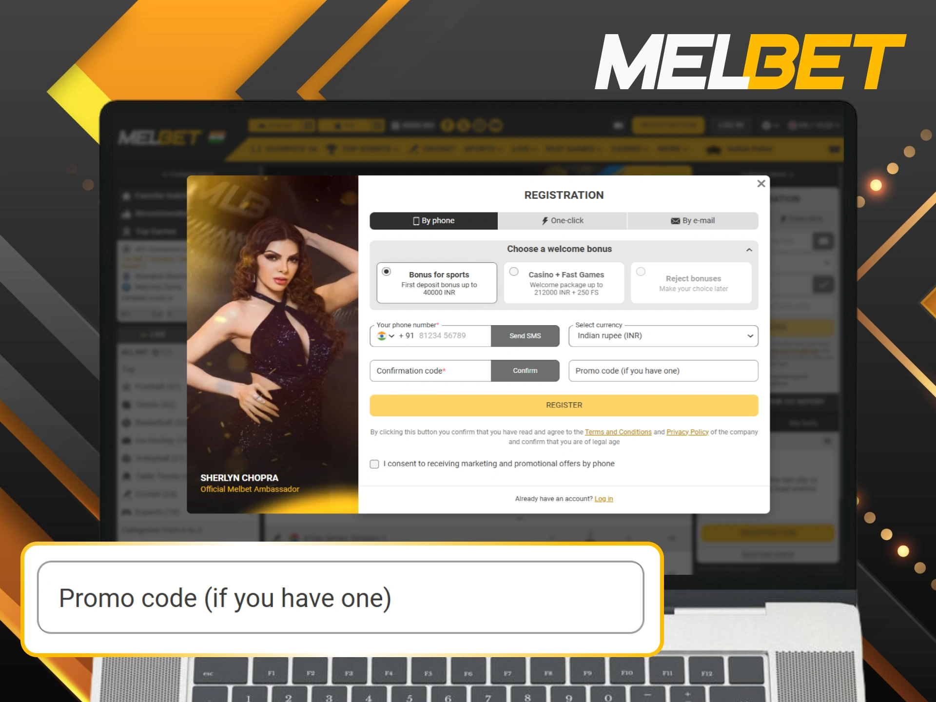 Follow the guide on using the promo code for registration at Melbet to get a bonus.