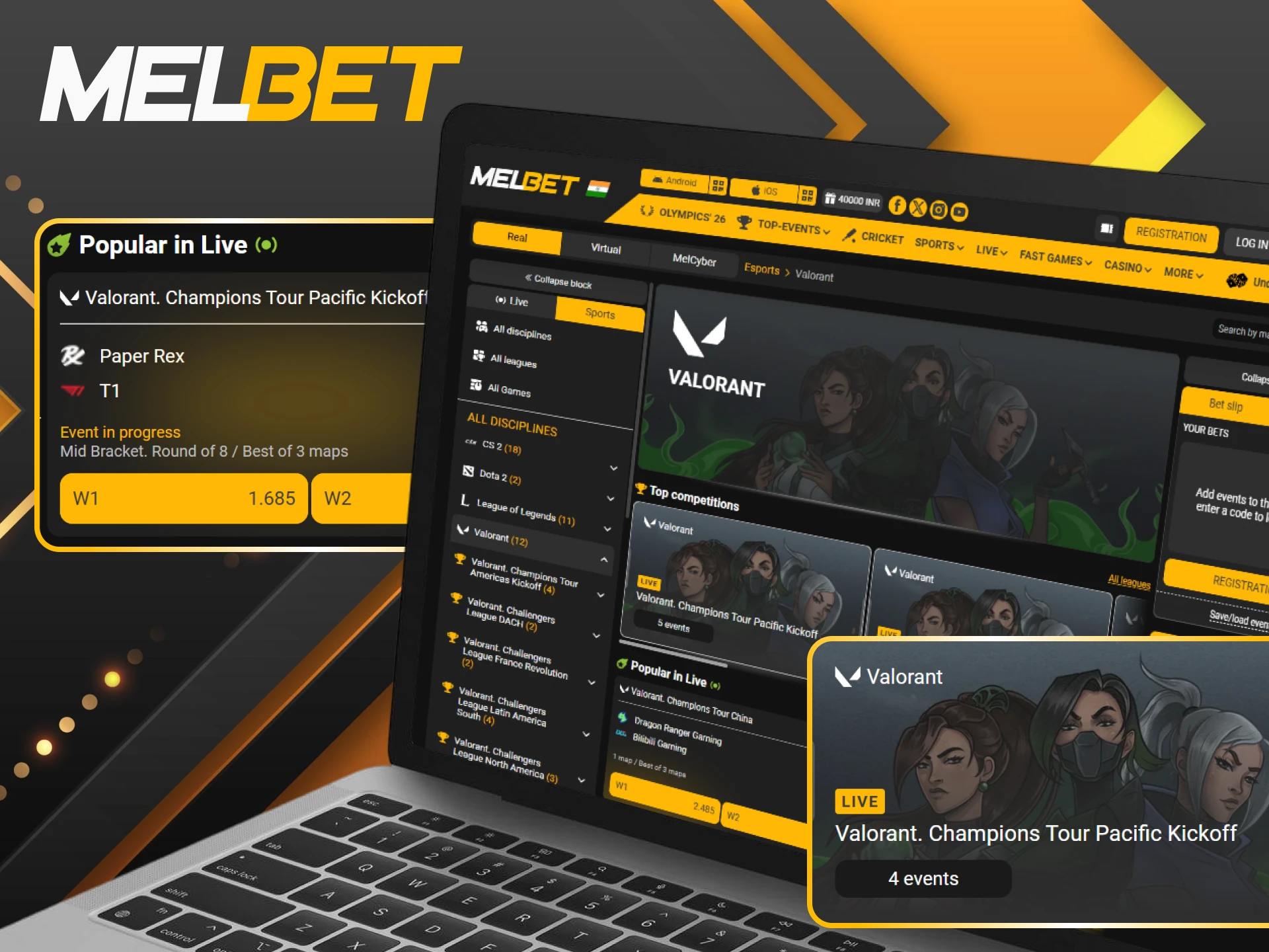 Experience Valorant betting at Melbet and win with the best odds.