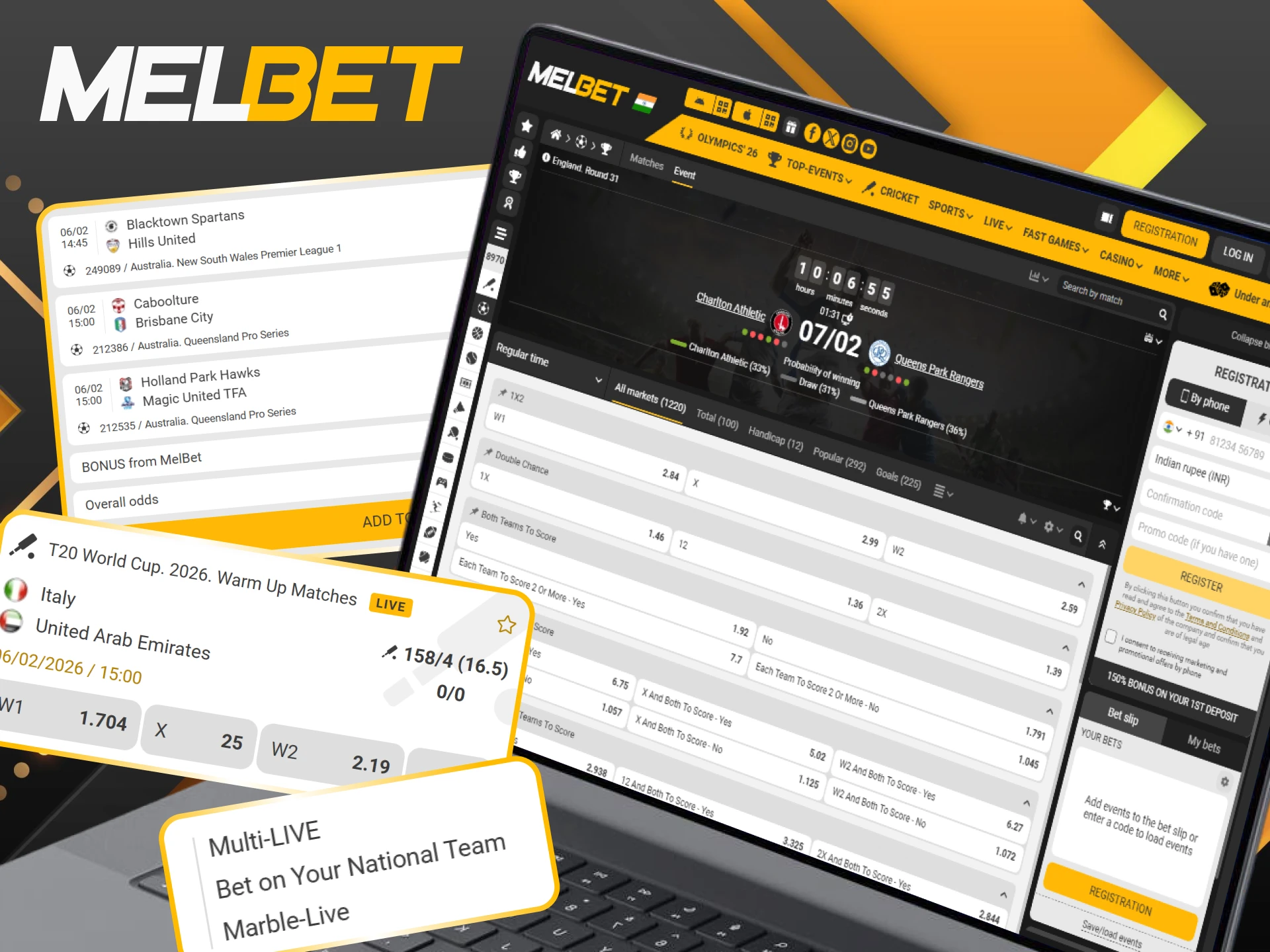 Engaged in Melbet live betting to place stakes on matches as they happen.
