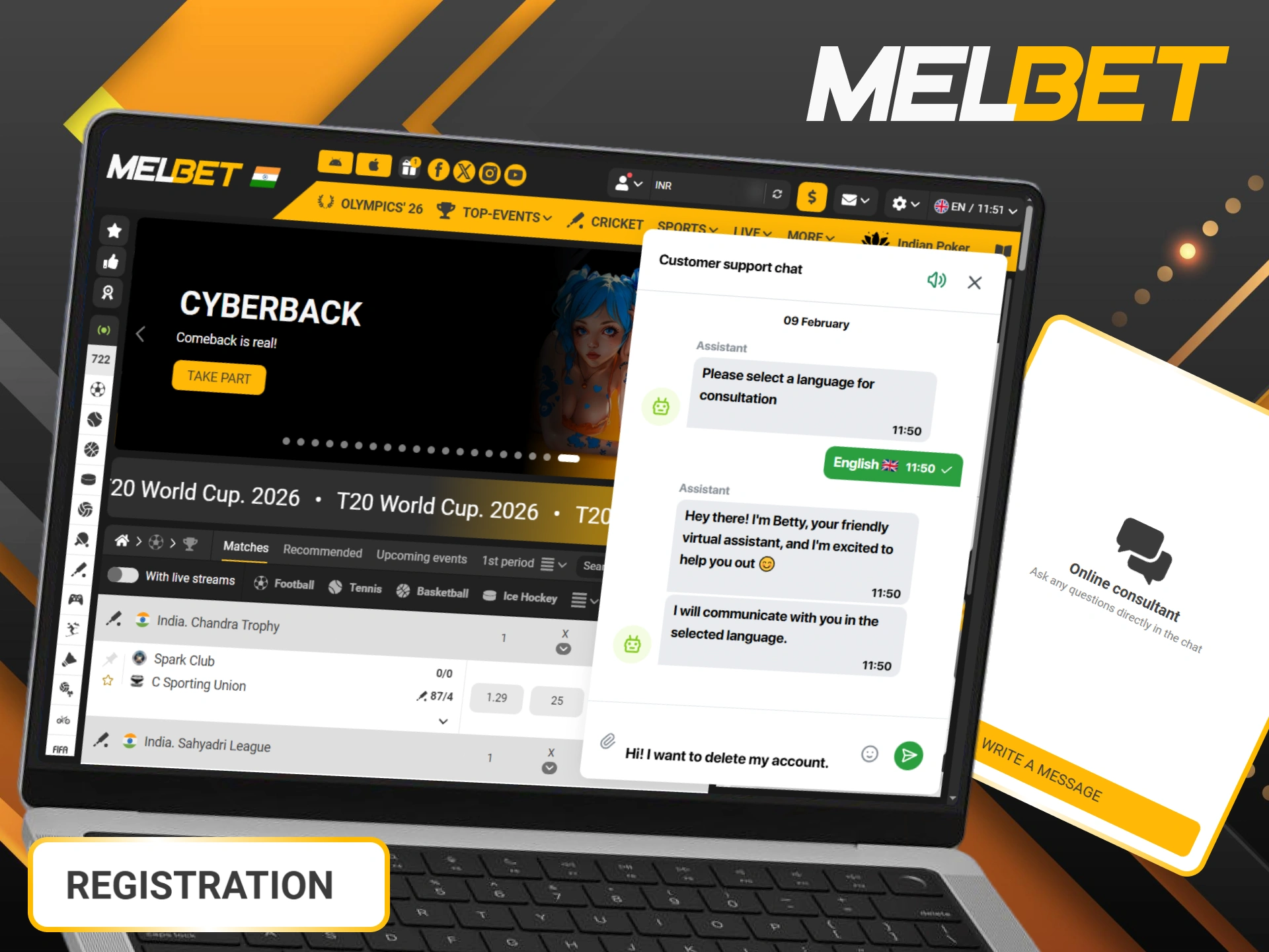 Find out how to delete an account or manage your Melbet profile settings.