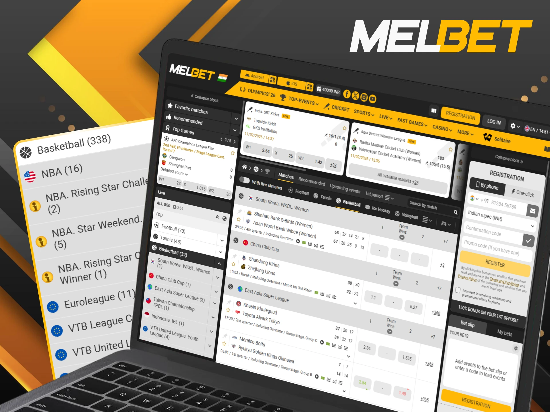 Start betting on Sports basketball games to win real money at Melbet.