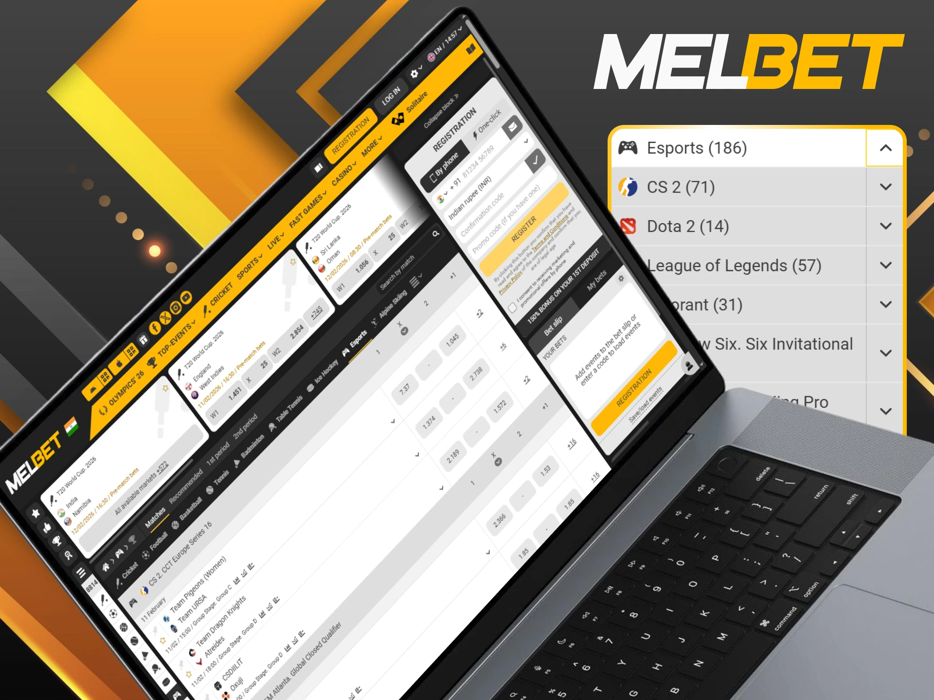 Explore various eSports markets and start betting at Melbet.