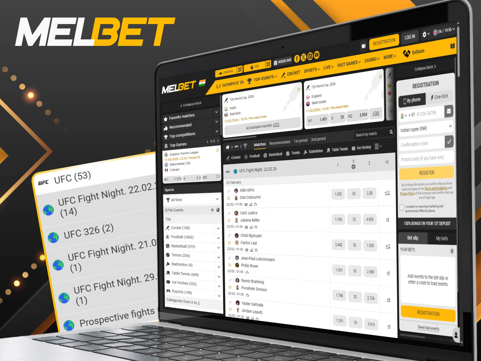 Bet on Sports UFC fights to experience the thrill at Melbet.