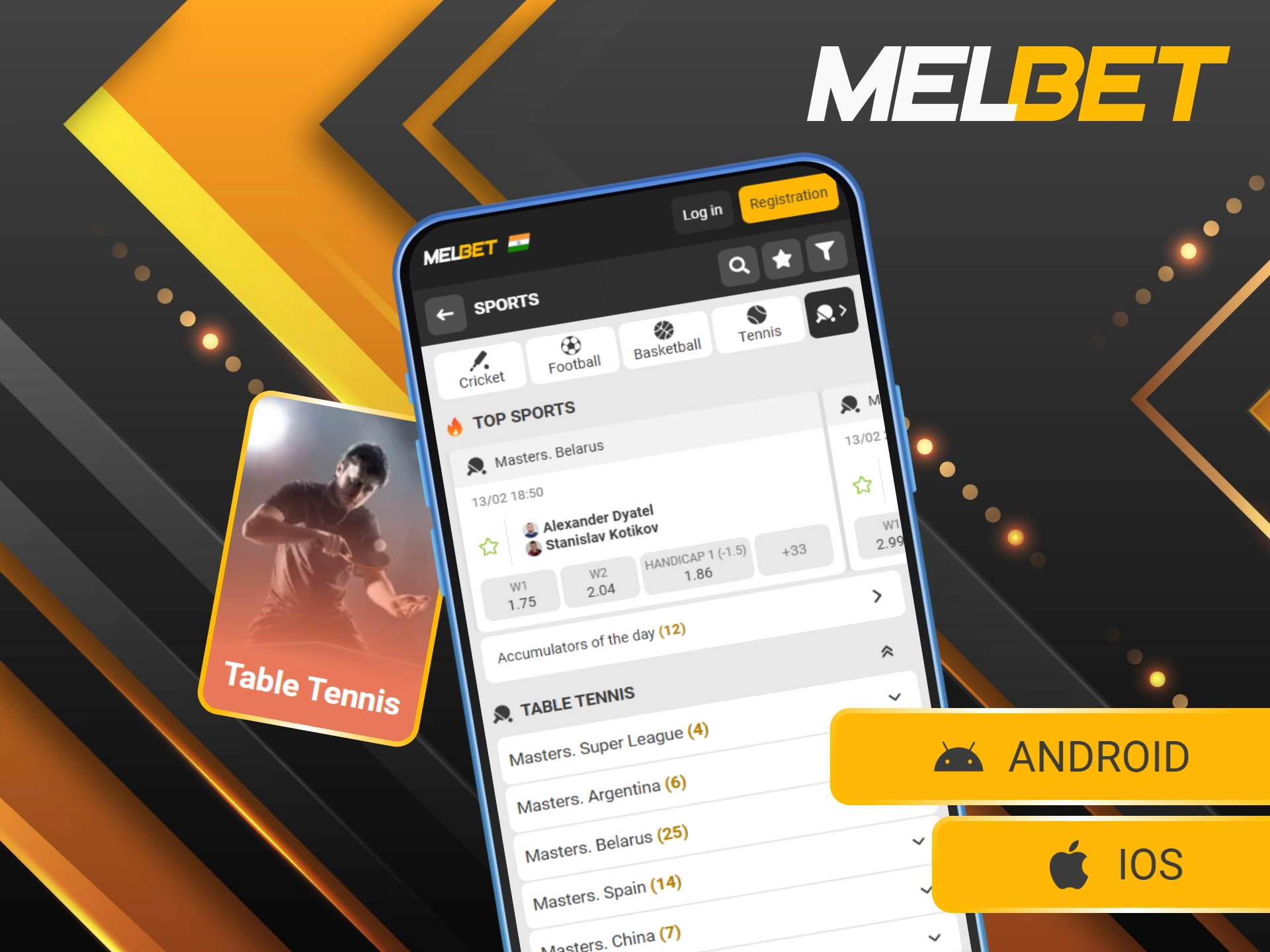 Enjoy seamless mobile betting via the Melbet app on table tennis matches.
