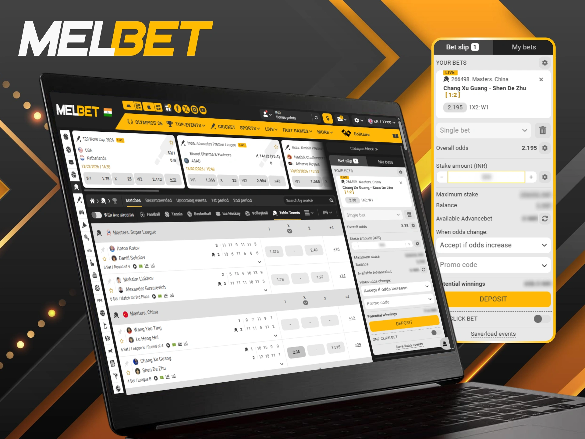 Find on how to bet on table tennis successfully at Melbet.