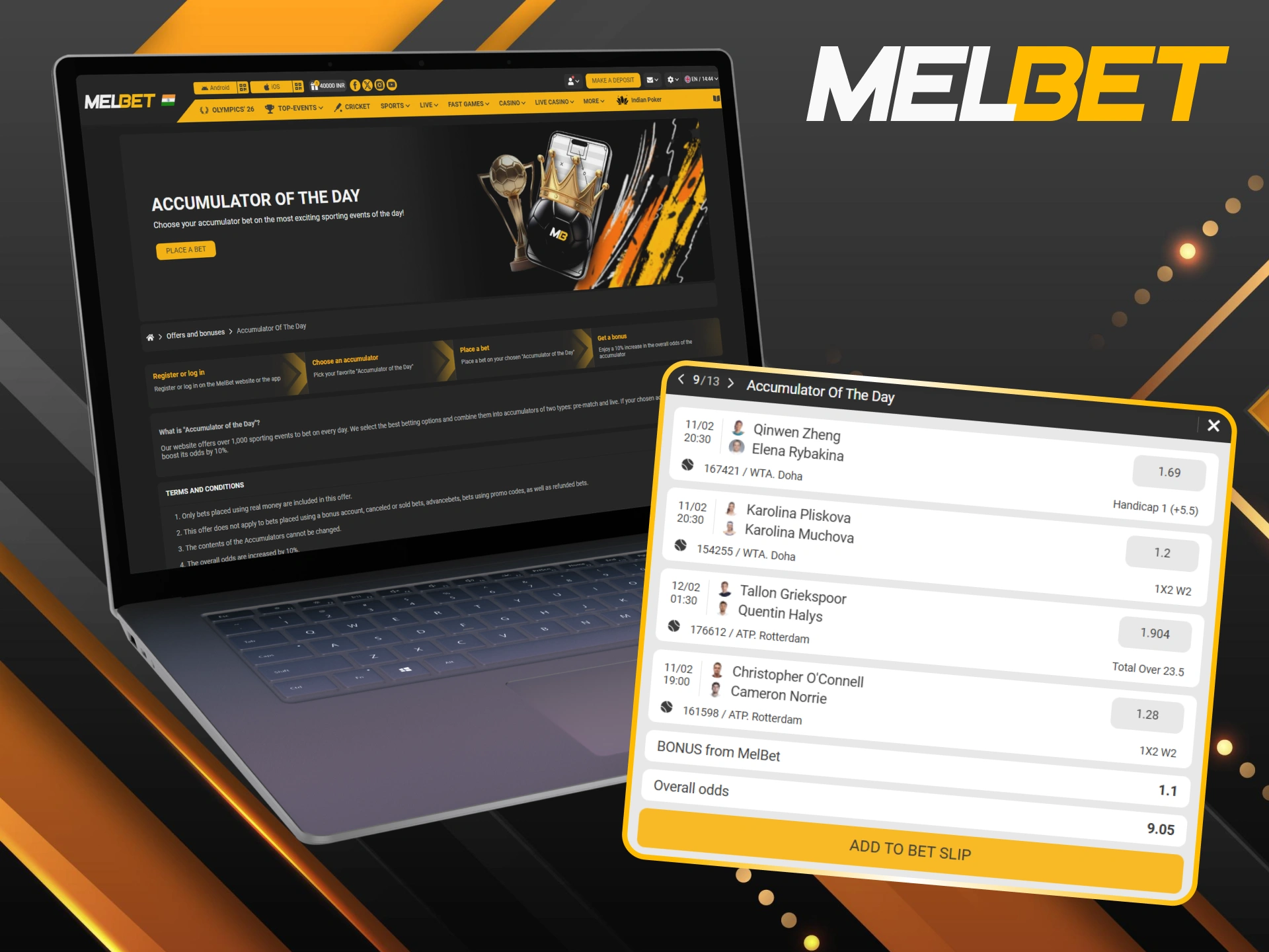 Boost your daily winnings with the tennis accumulator of the day.