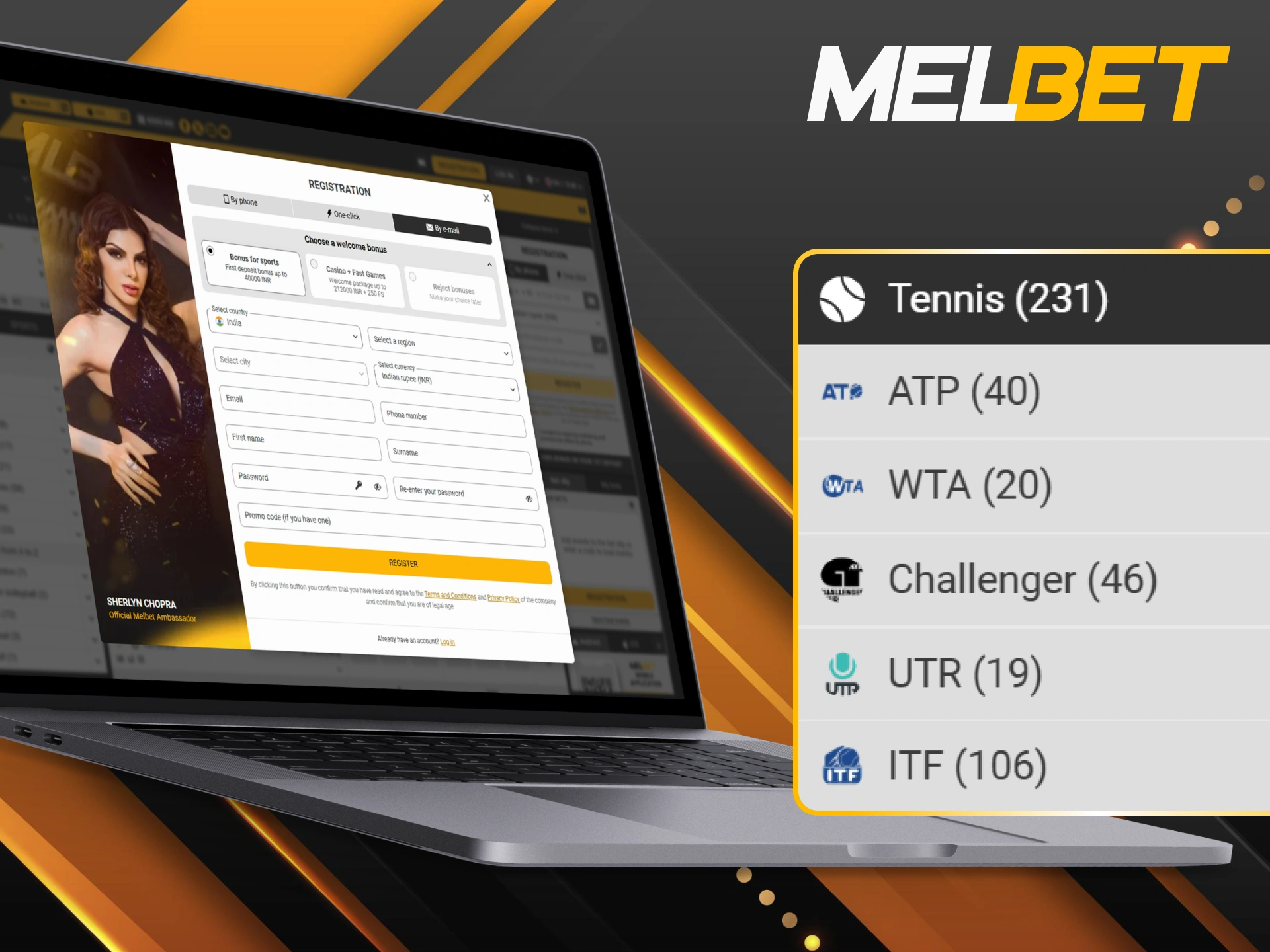Follow the guide on how new users register at Melbet for tennis.