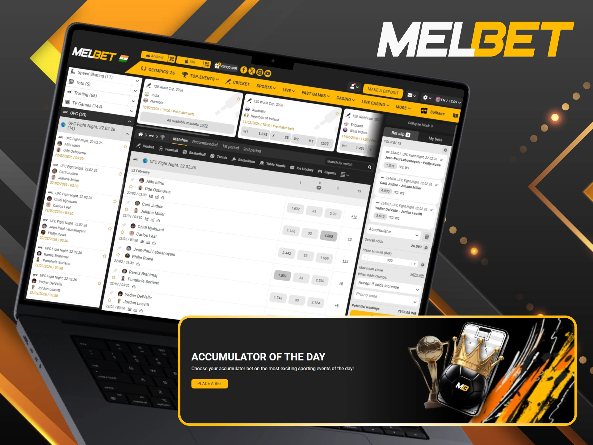 Boost your winnings with the UFC accumulator of the day at Melbet.