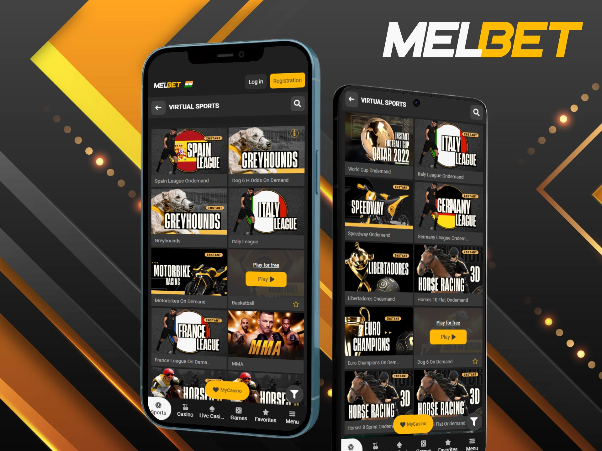 Download the Melbet app for Virtual Sports to bet on mobile.