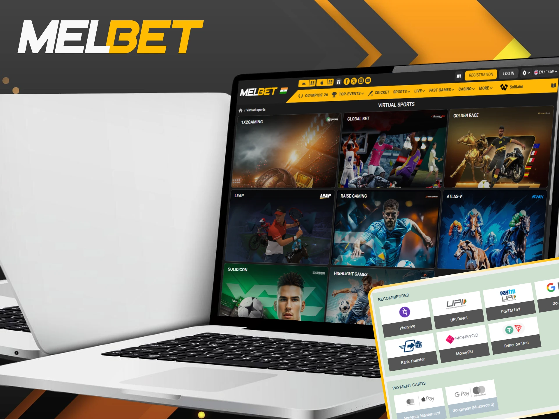 Use secure payment methods for your Melbet Virtual Sports betting.