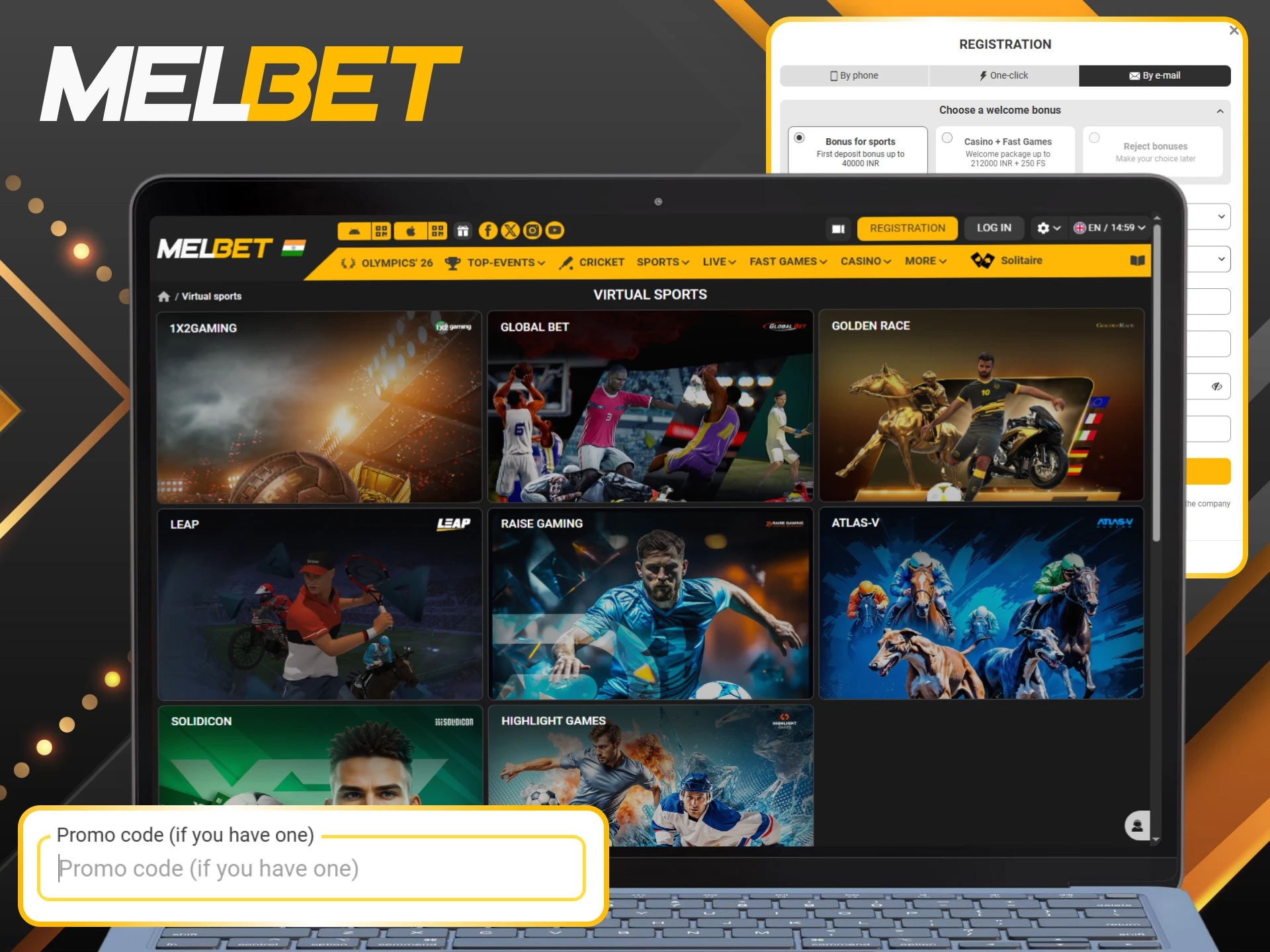 Activate the promo code for Virtual Sports to unlock unique rewards.