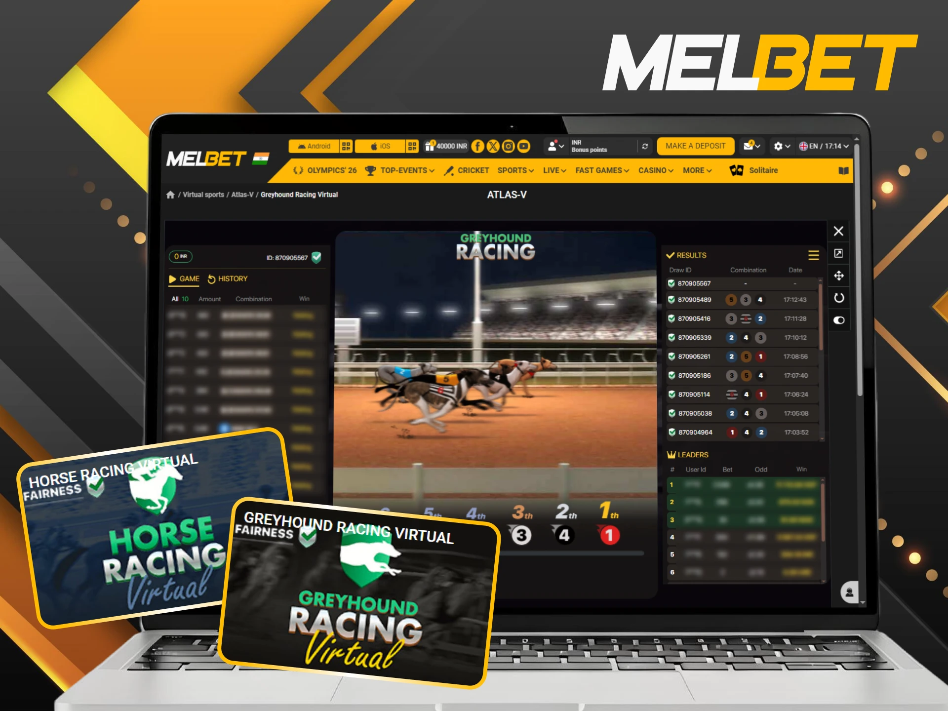 Place bets on Virtual Sports horse racing for big wins.