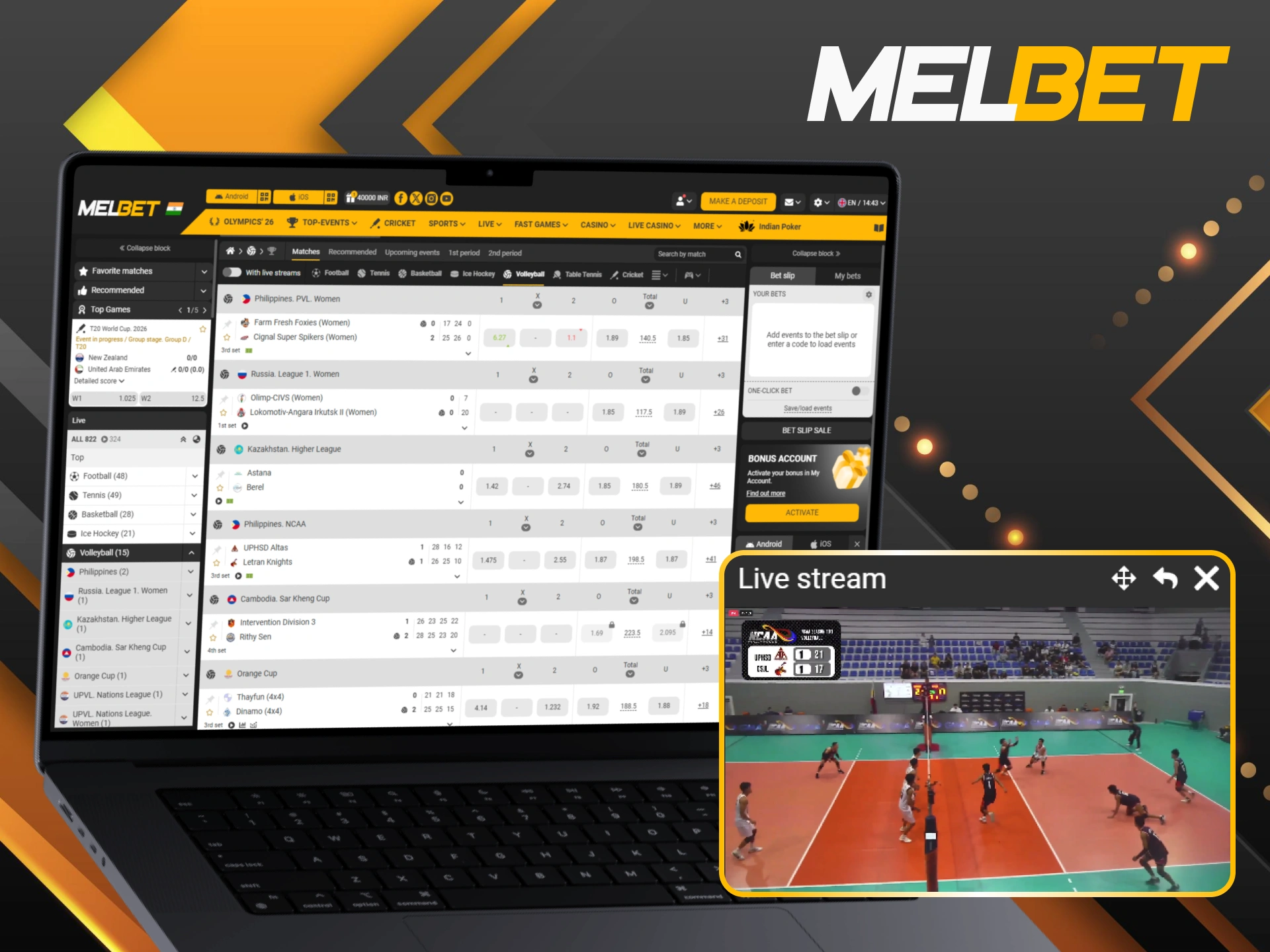 Place Melbet live bets during intense volleyball sets for real-time thrills.