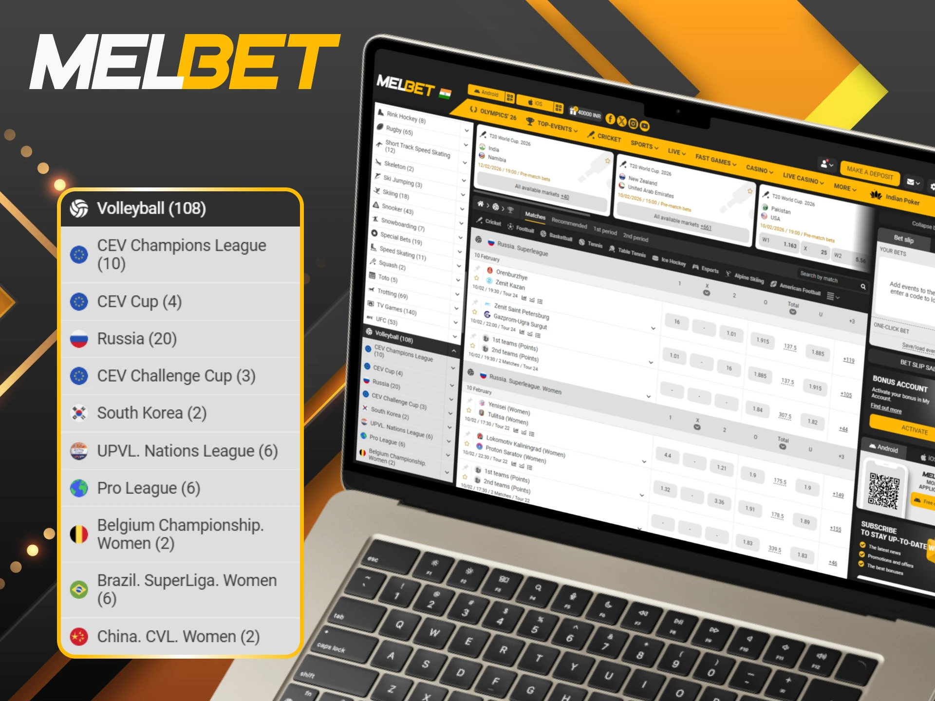 Predict results of popular volleyball tournaments and win big with Melbet.