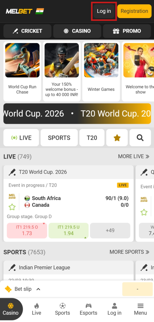 Access your personal Melbet India profile by entering your valid credentials.