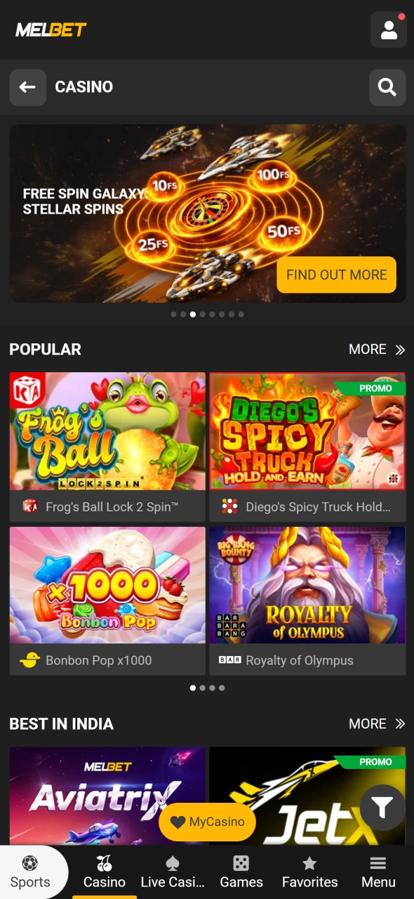 Choose your favorite game at Melbet and start playing instantly.