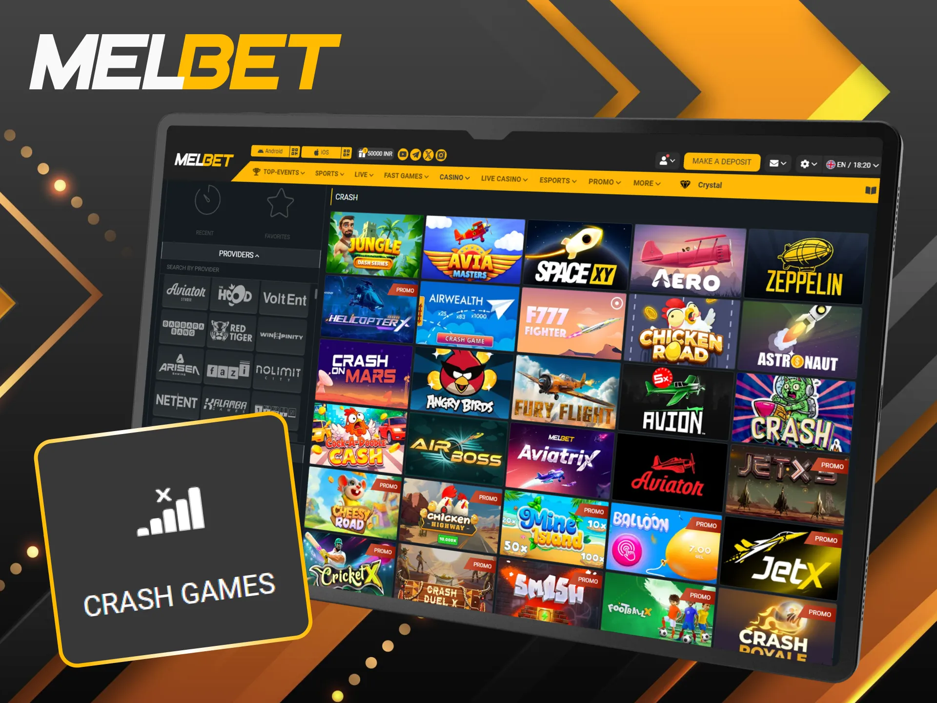 Try crash games at Melbet and test your timing skills.