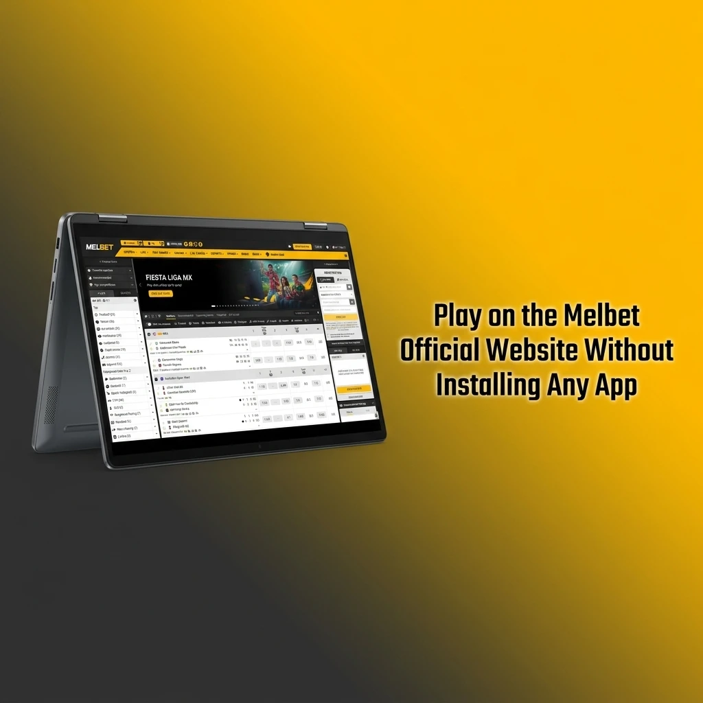 Melbet official website accessed via browser with full sports betting, casino, and games without installing any app