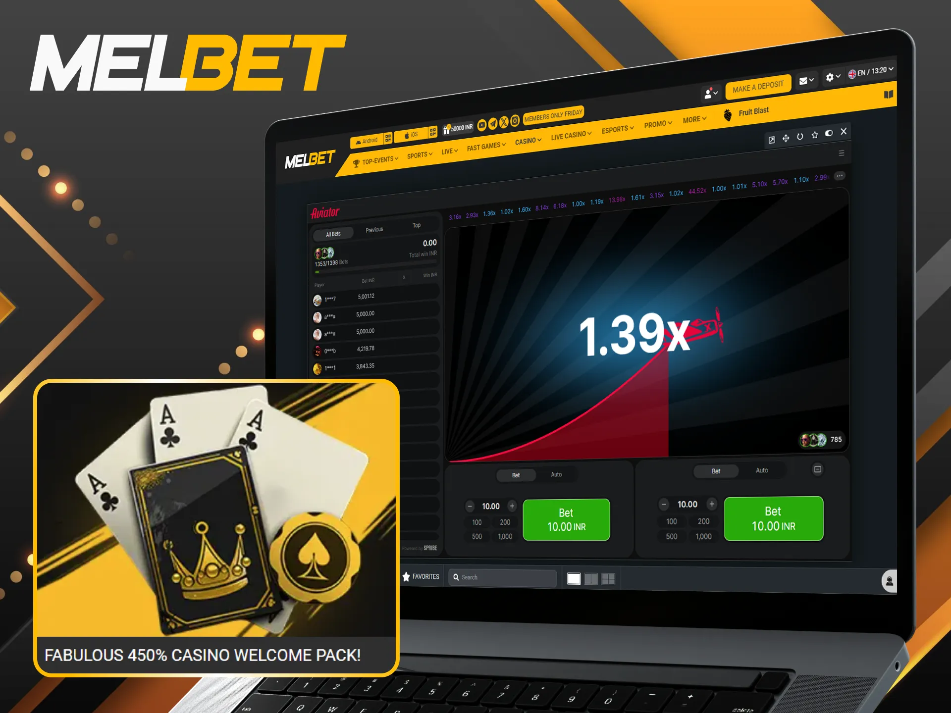 Activate Melbet Aviator bonus offer and increase your winning chances.