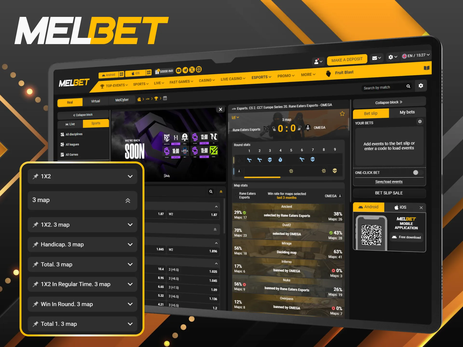 Explore CS2 betting markets at Melbet and diversify your wagers.