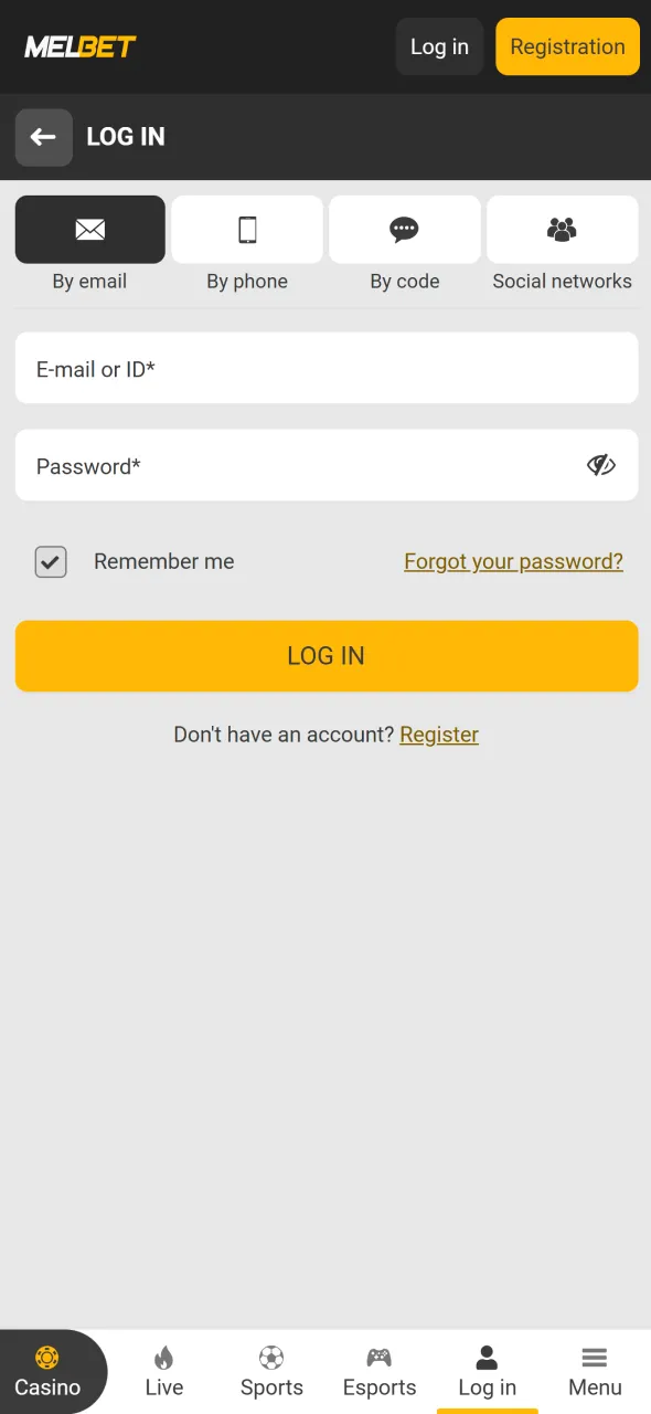 Log in to Melbet and access your CS2 betting dashboard quickly.
